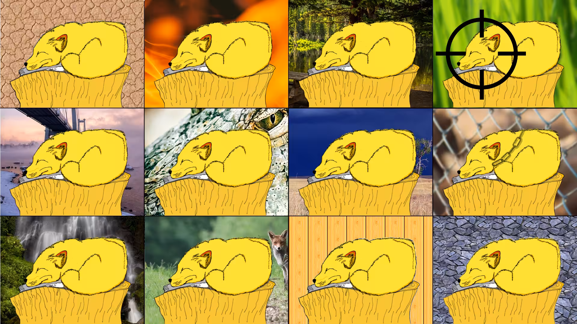 Smiling sleeping fox in multiverse