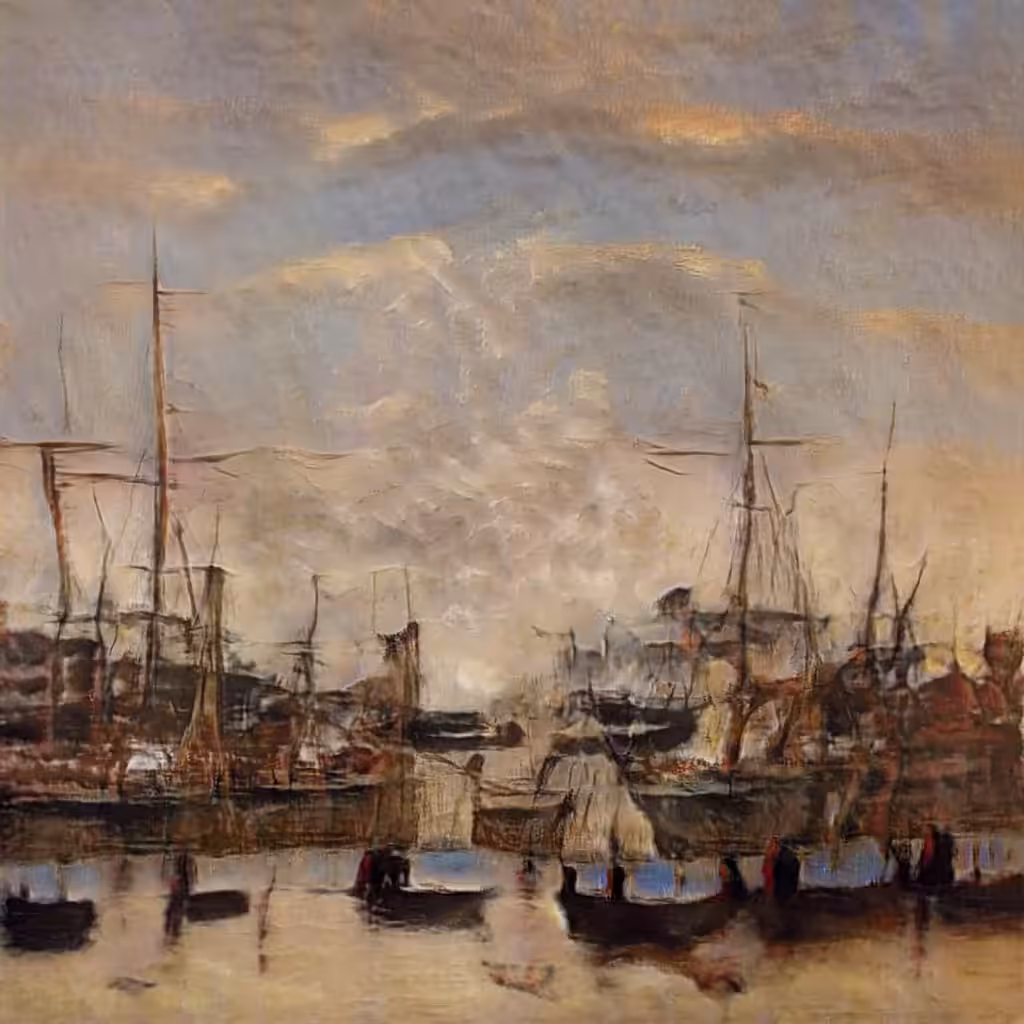 Harbors as imagined by an AI impressionist painter.