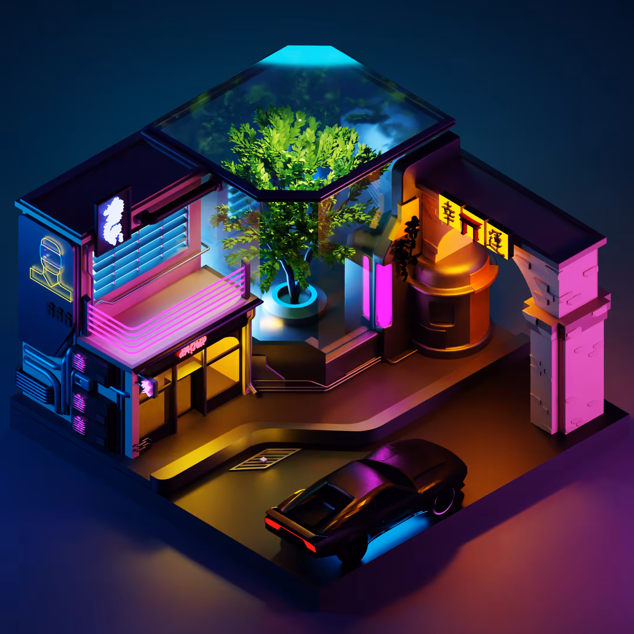 low poly cyber punk