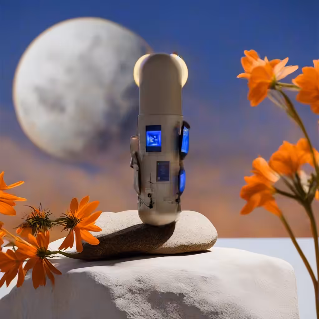 tezpole with flowers and full moon