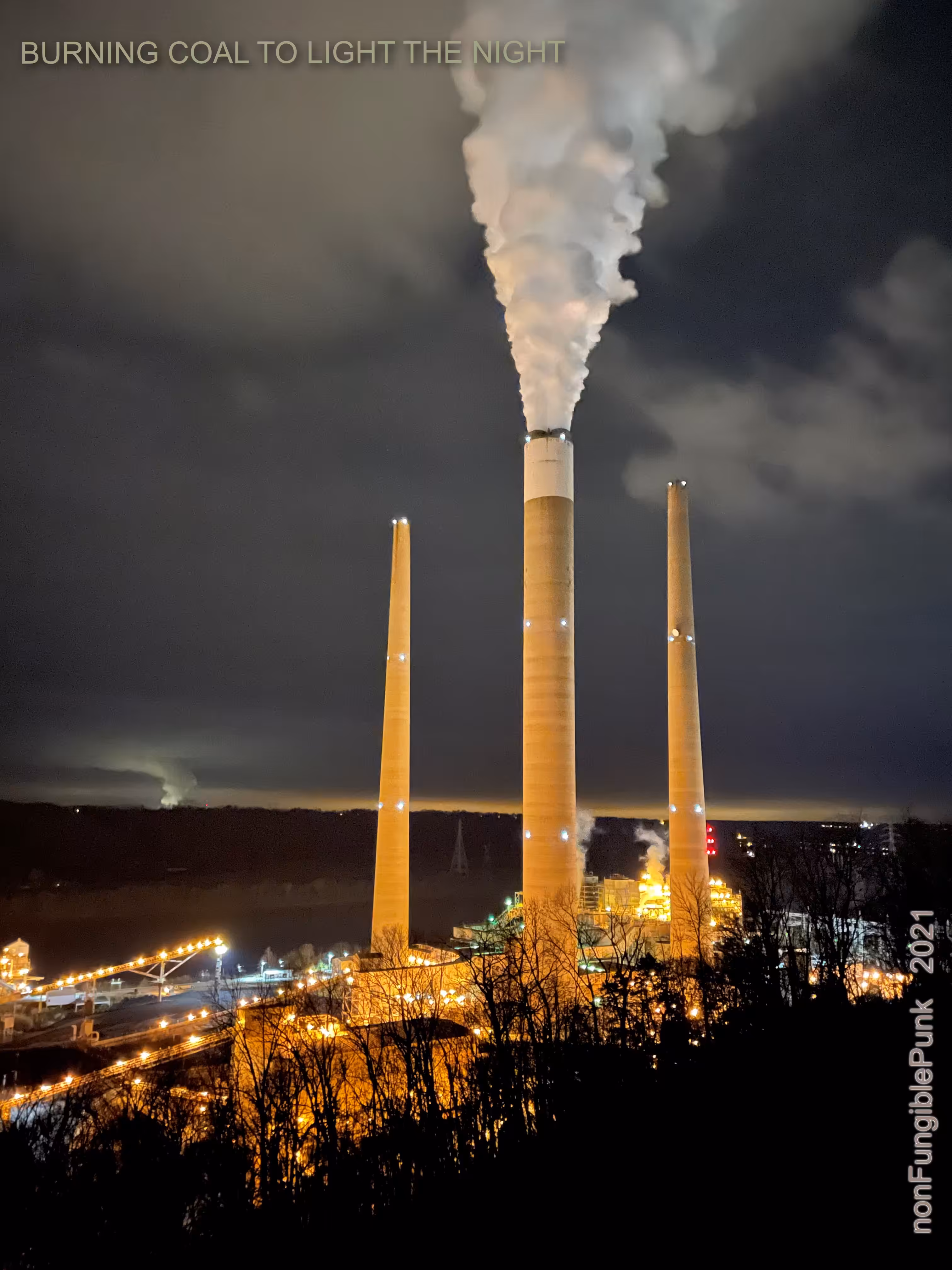 Burning coal to light the night