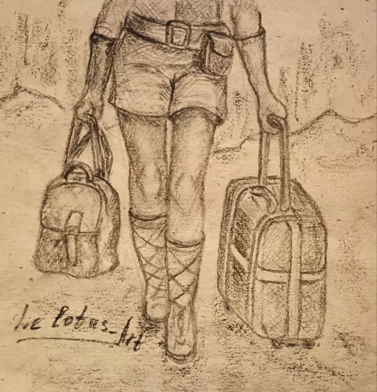 Charcoal Inktober 2024: Day 6 "TREK" Поход