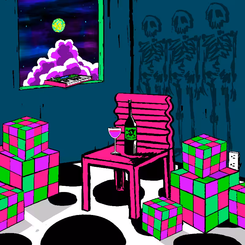 pink chair in the blue room #62