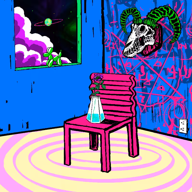 pink chair in the blue room #17