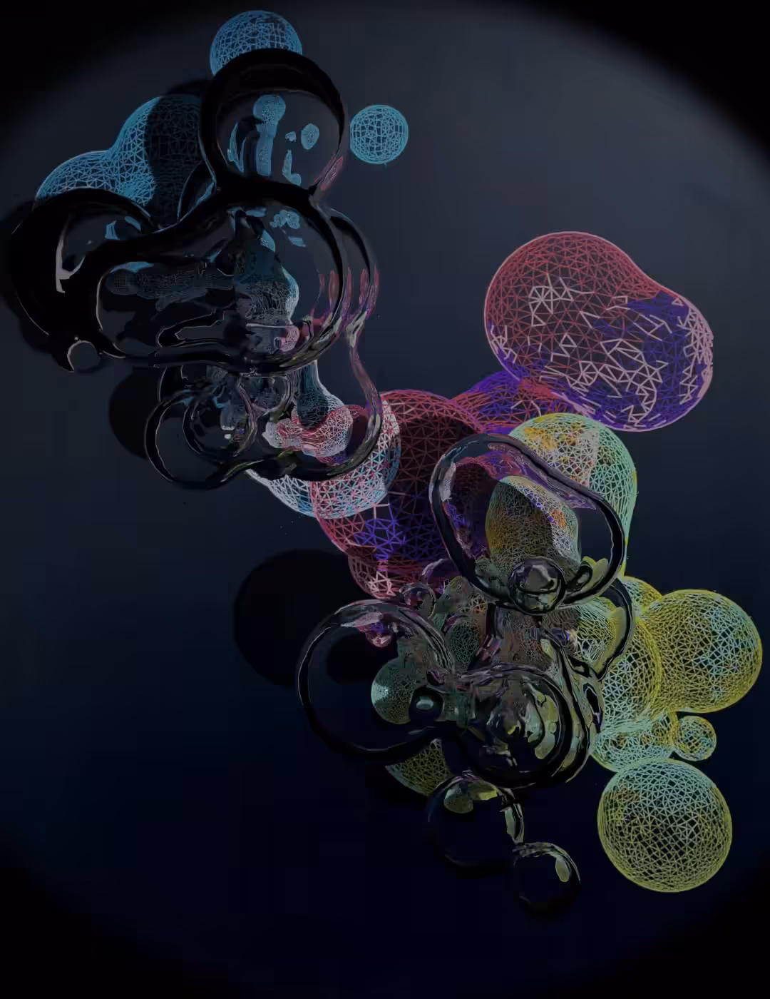 Multicolour Particles On Black
