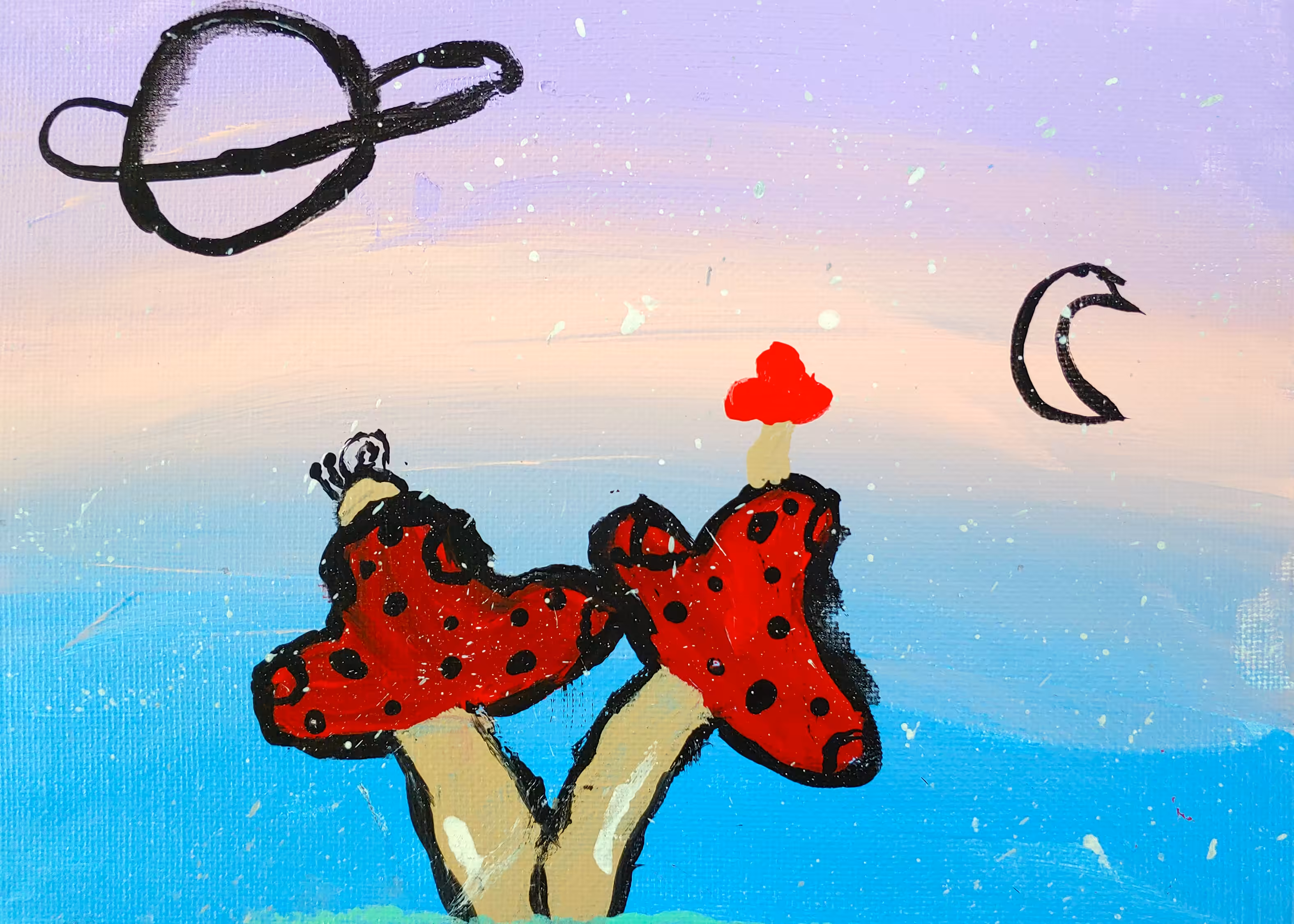 Mushrooms Under the Night Sky