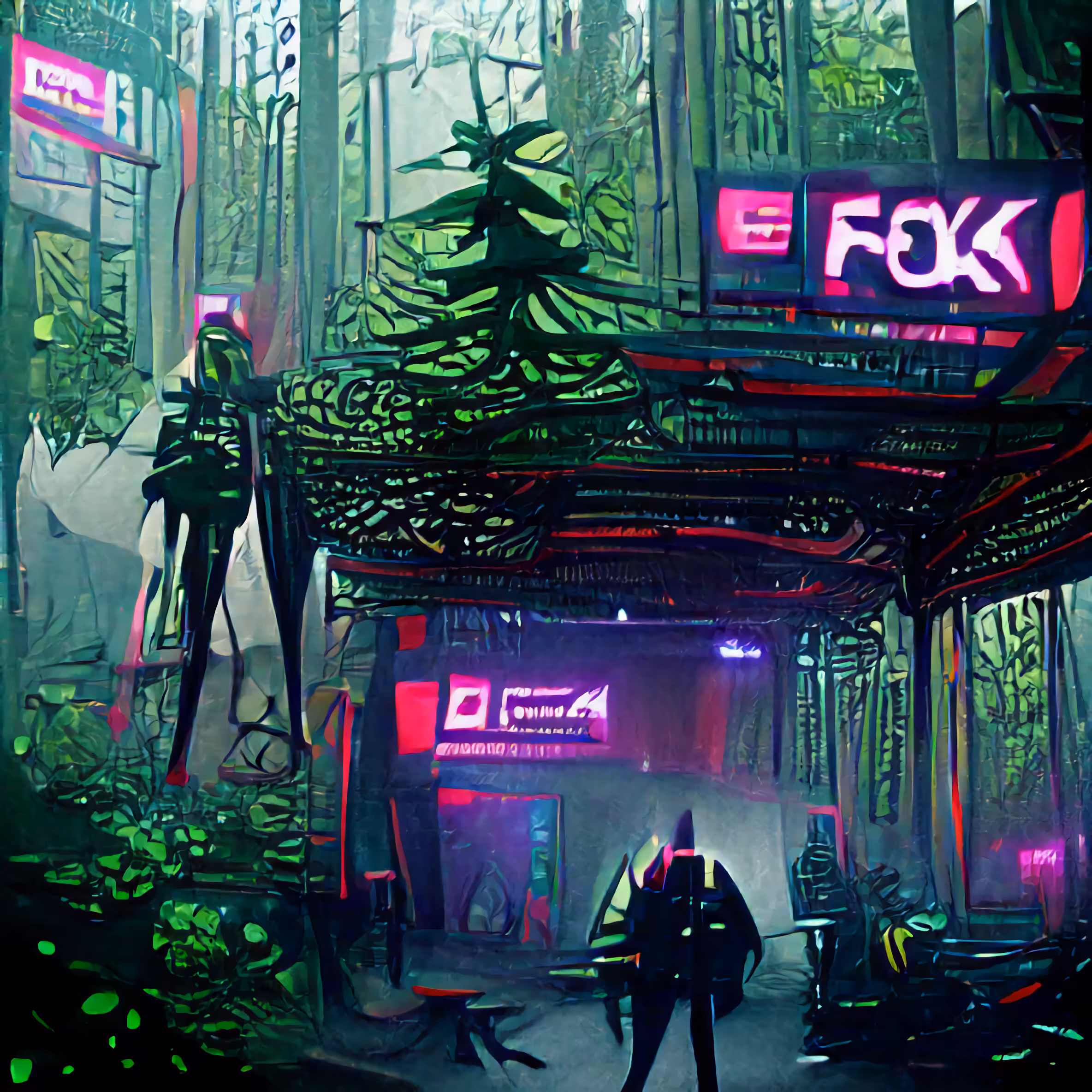 A Cyberpunk forest