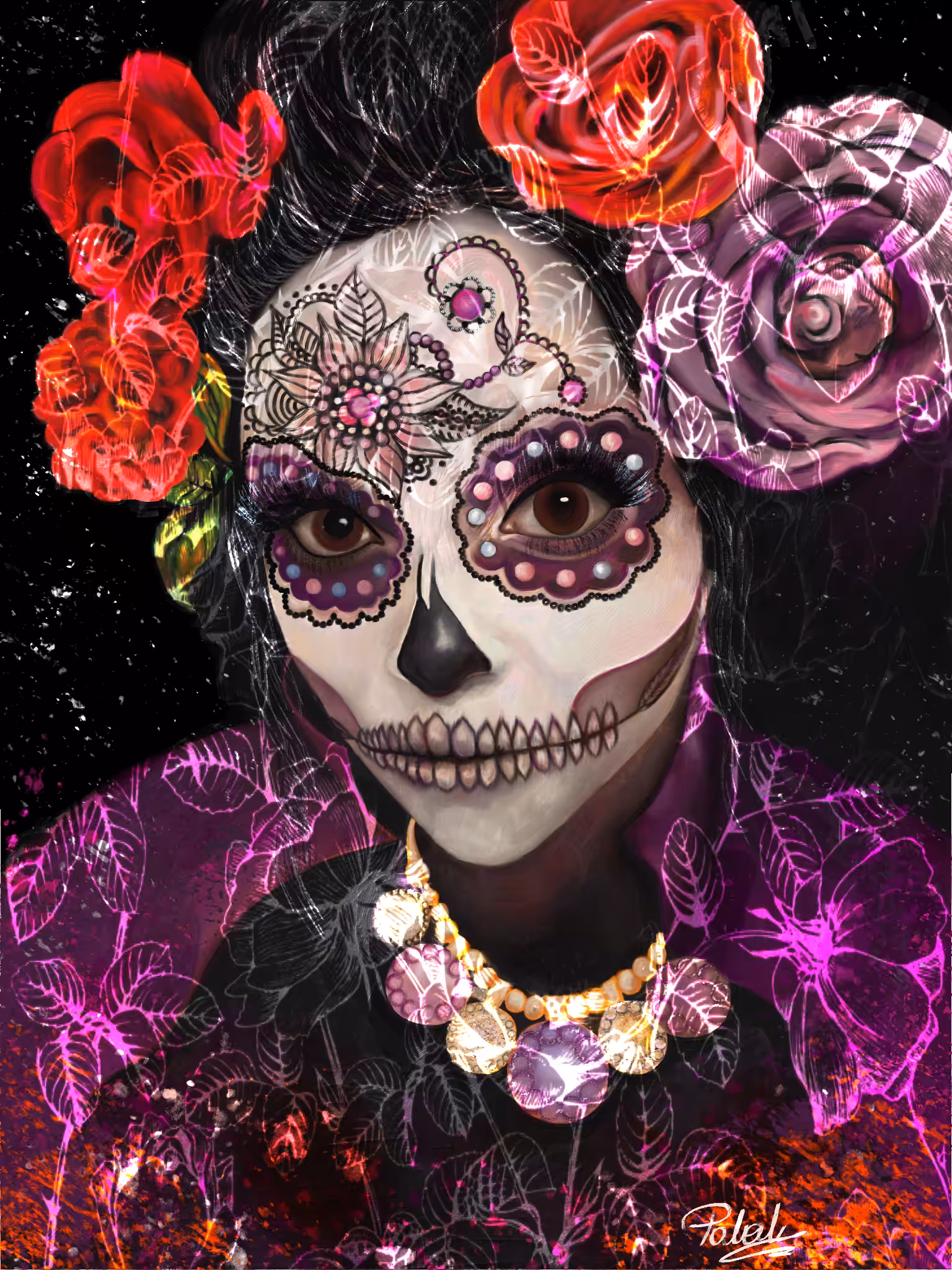 La Calavera Catrina Rosa