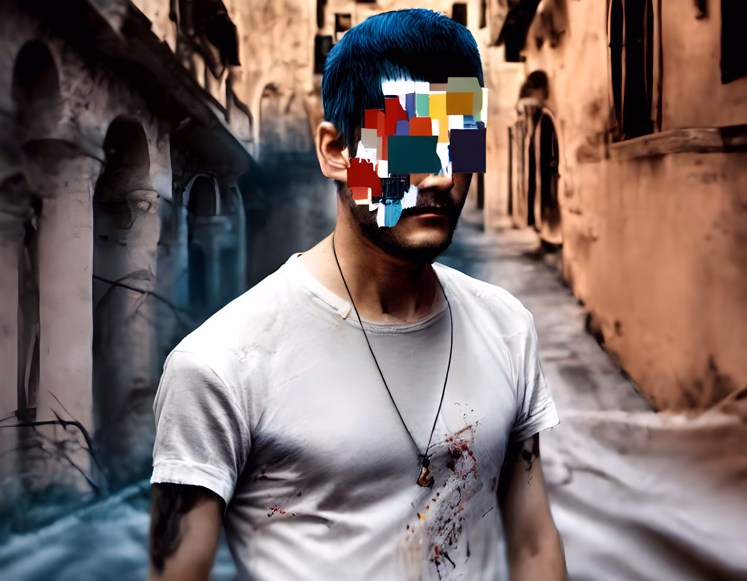 The man with paint head
