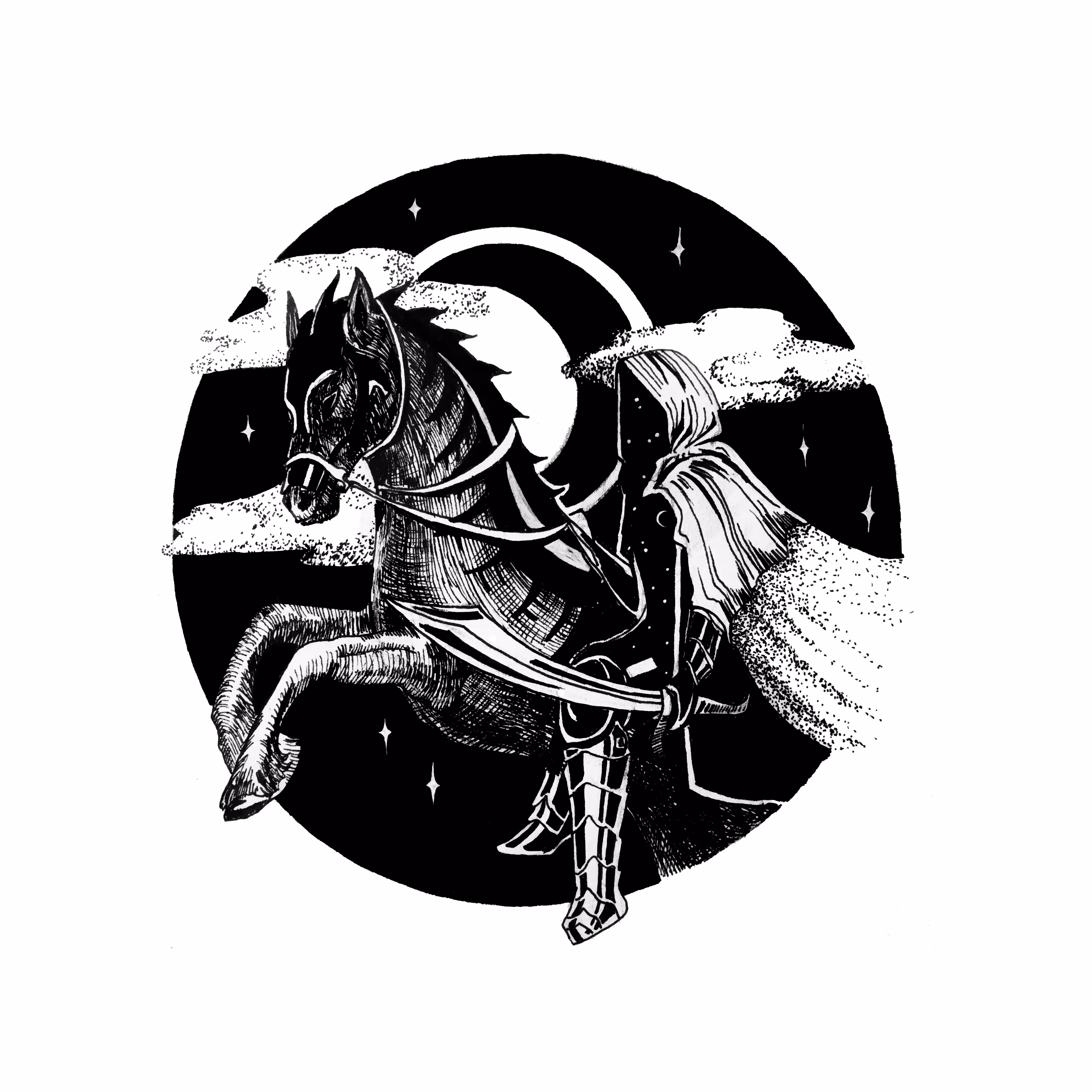 Amazing black and white graphics: Knight in the Night