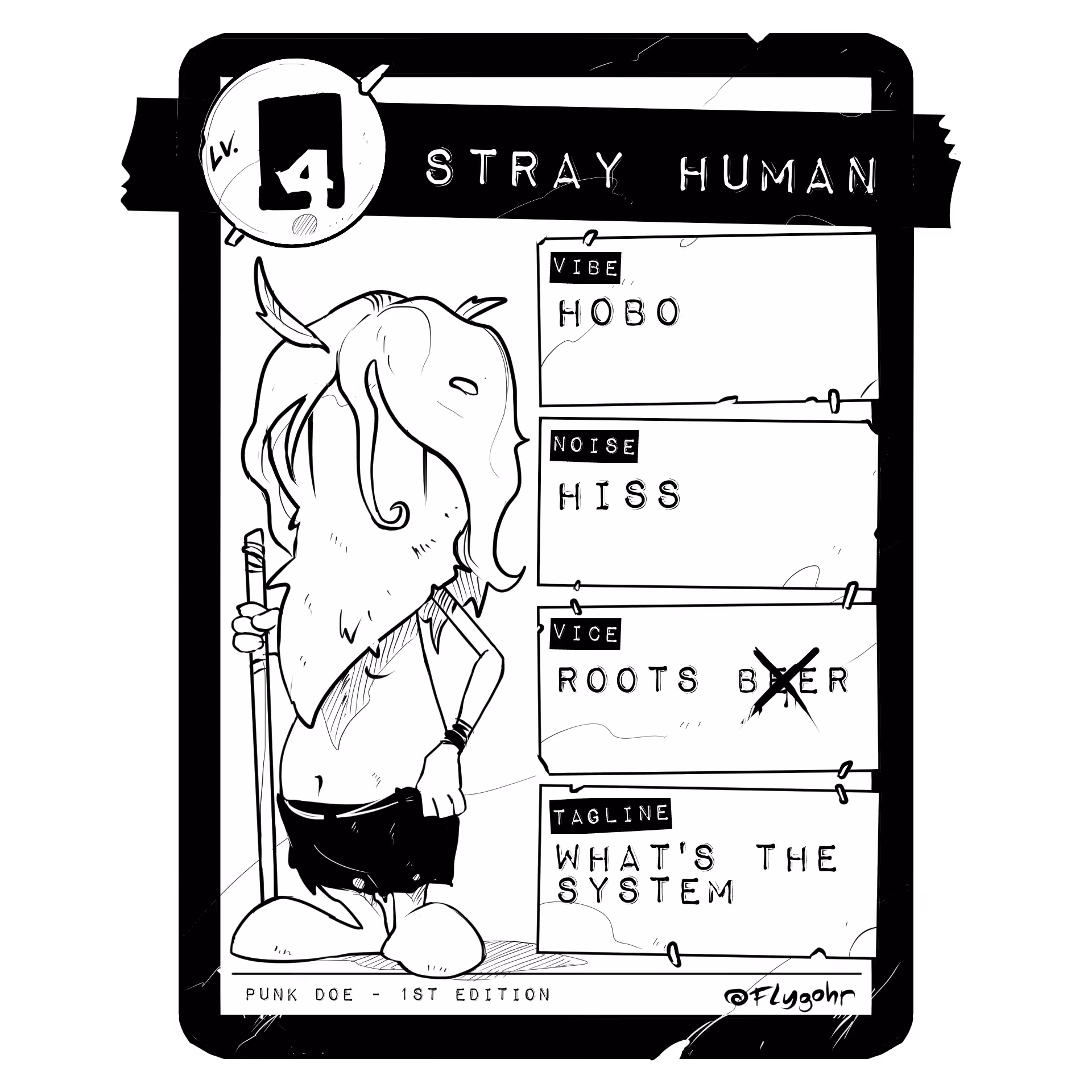 STRAY HUMAN | Original Villain Card | 1st ED.