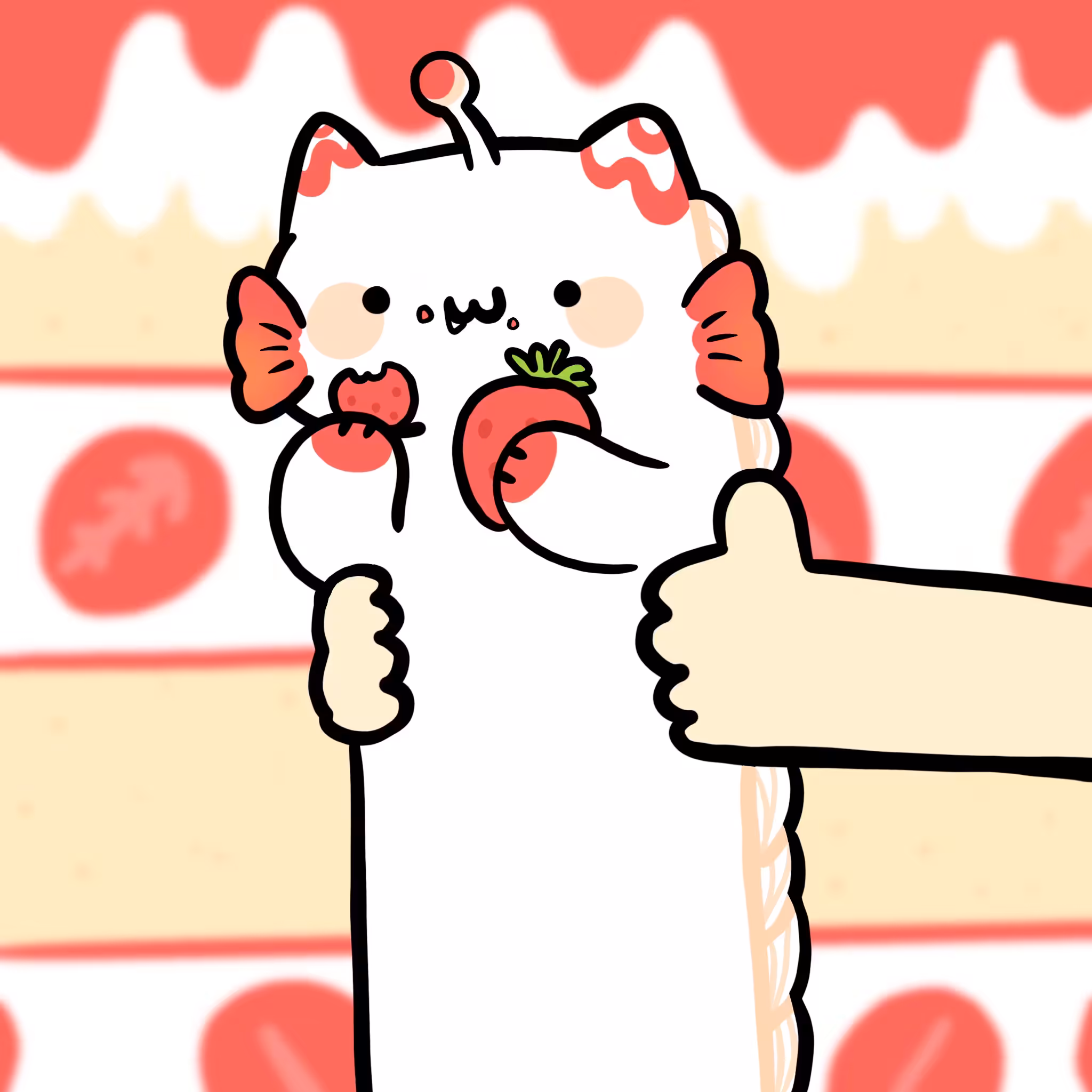 Long Long Cat: Long long Deep fish strawberry cake cat #G004
