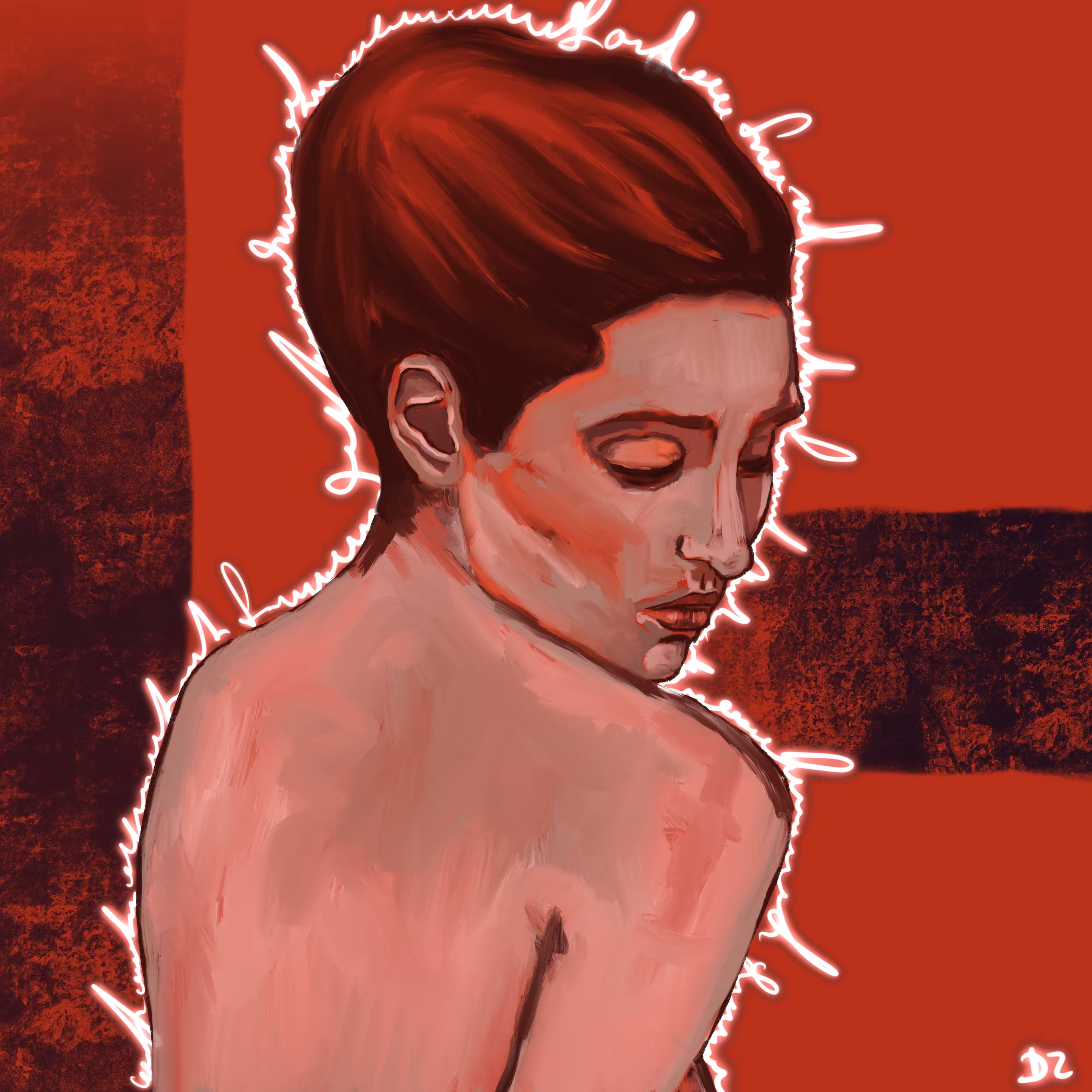 Woman in red. Fire