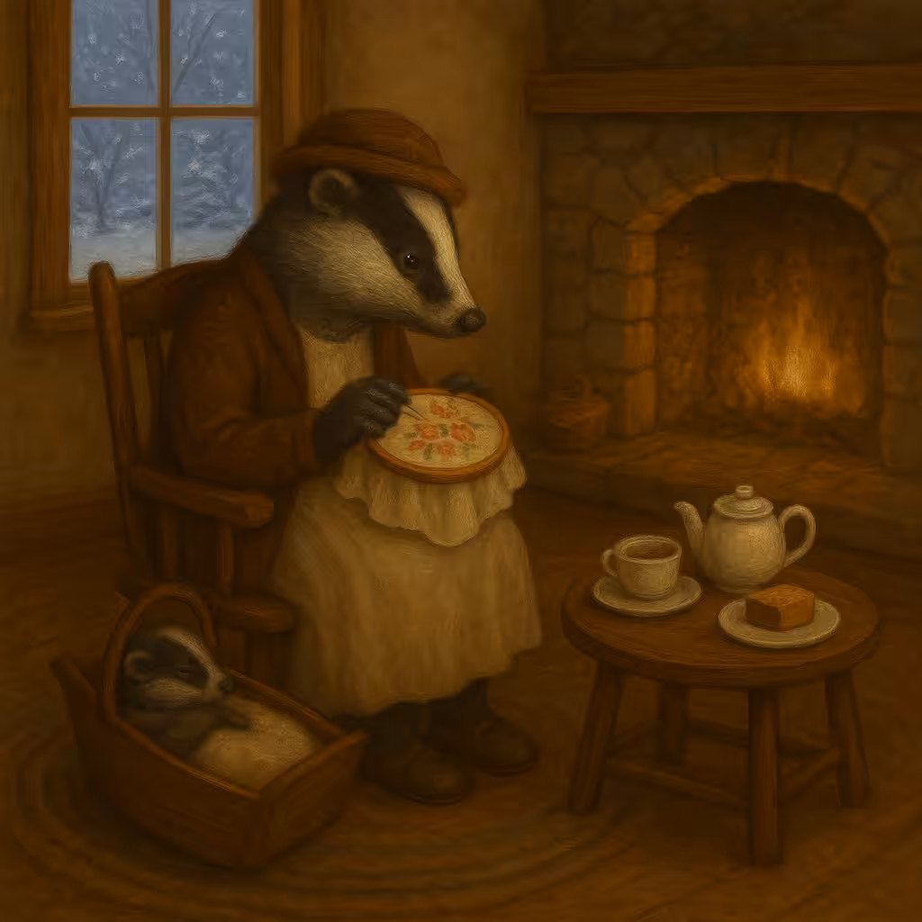 Hyrcanian Forest Mrs Badger Embroidery Winter