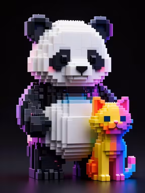 panda and cat