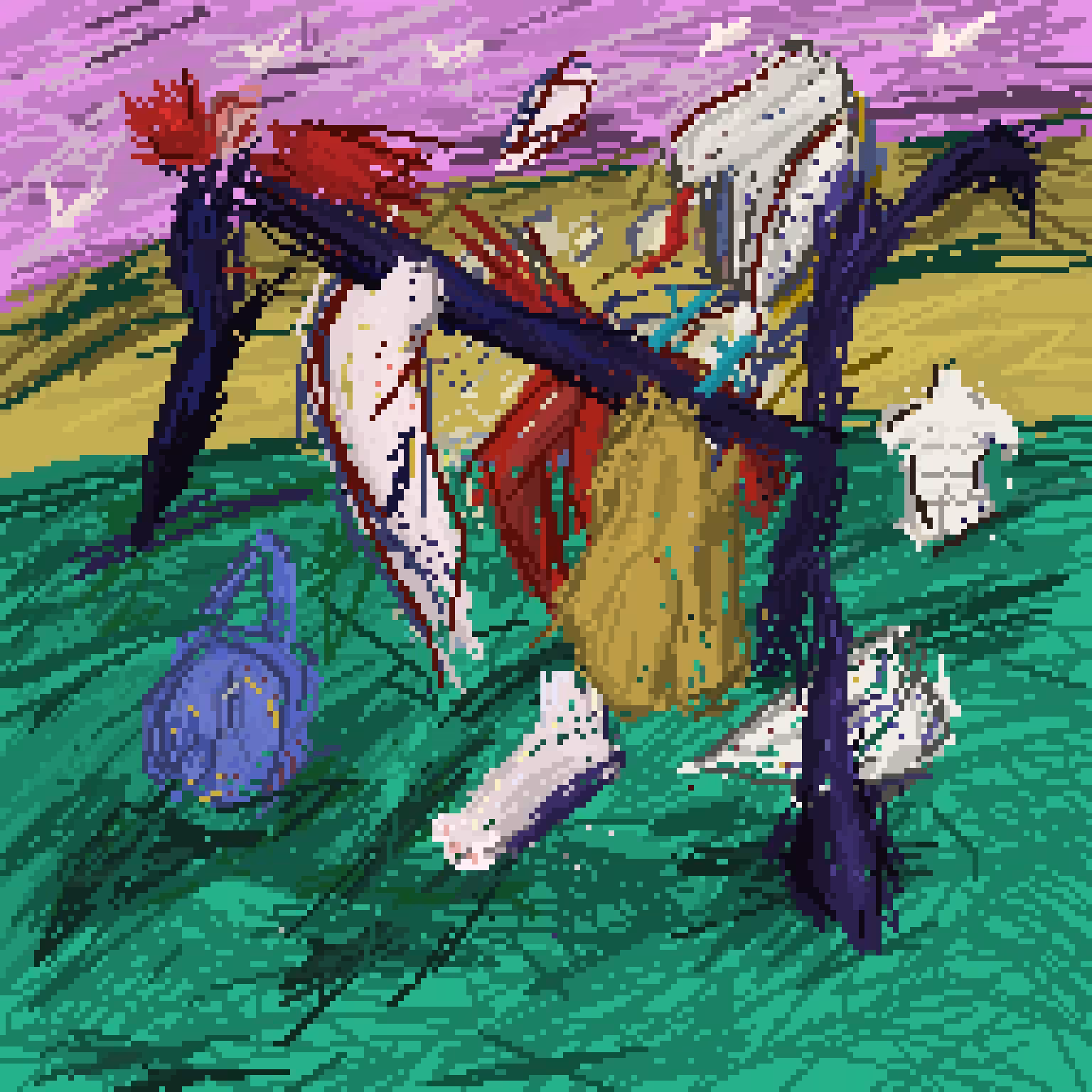Clothes hanging to dry on top of a hill