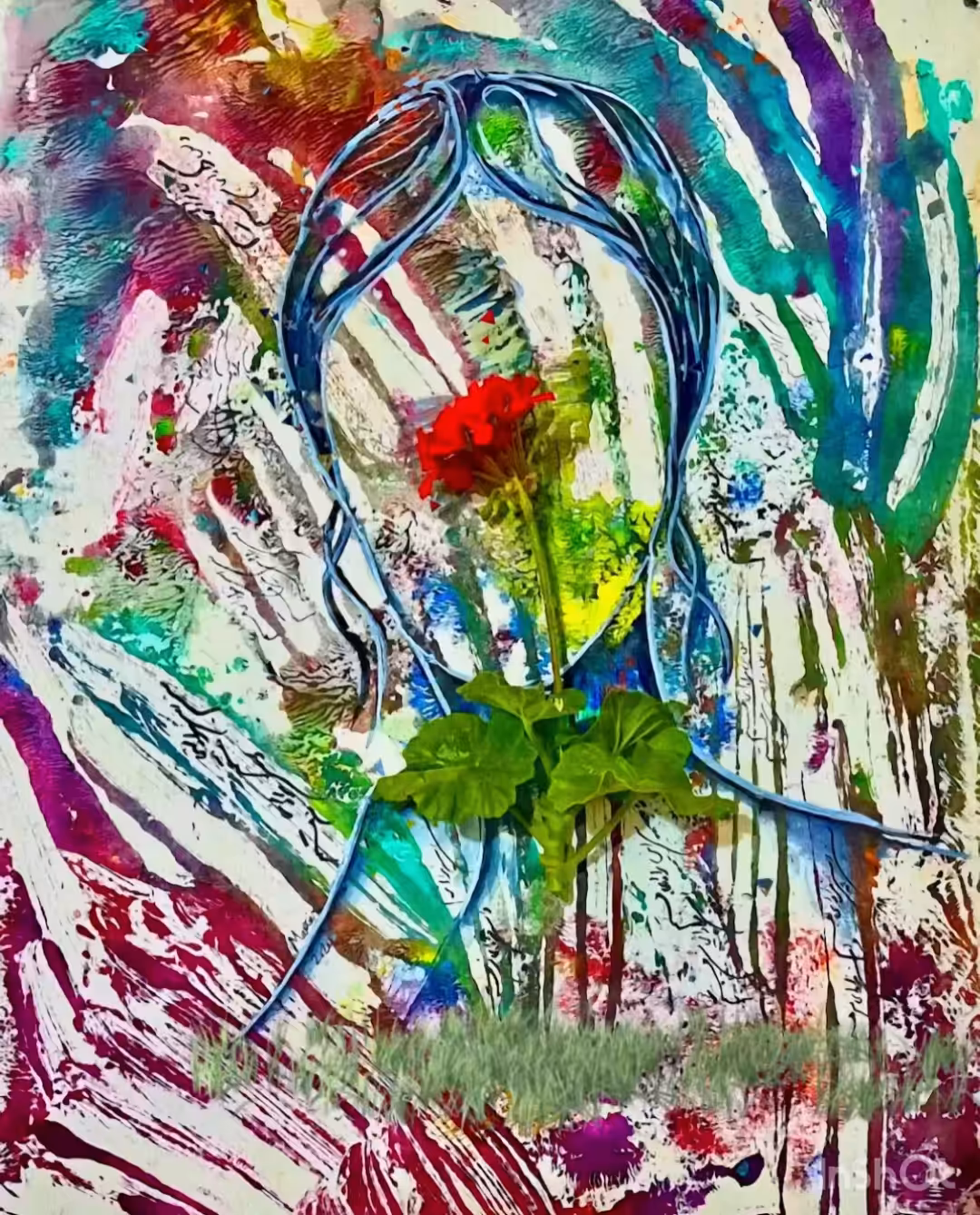 when with music,geranium blooms in me