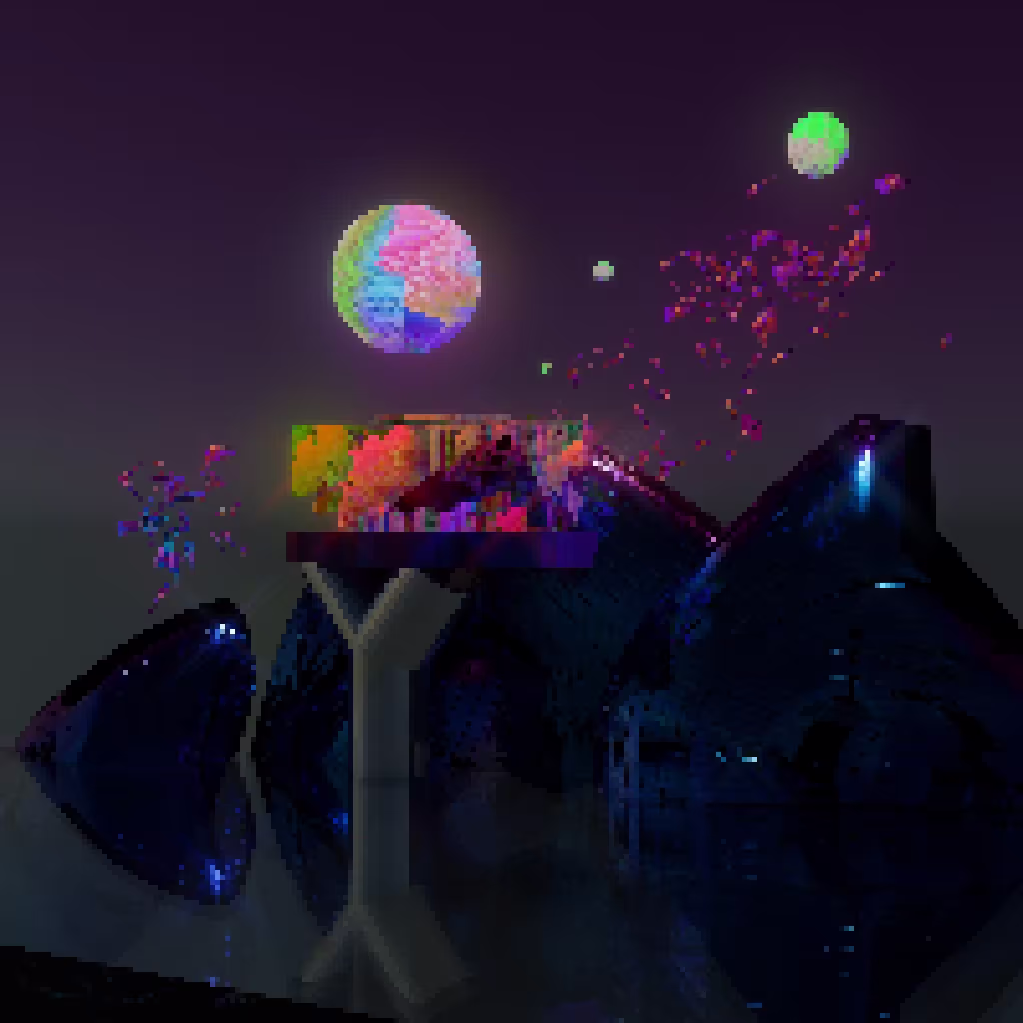 Home Glowing Under the Emission of Two Moons in the Region of the Glass Blue Mountains
