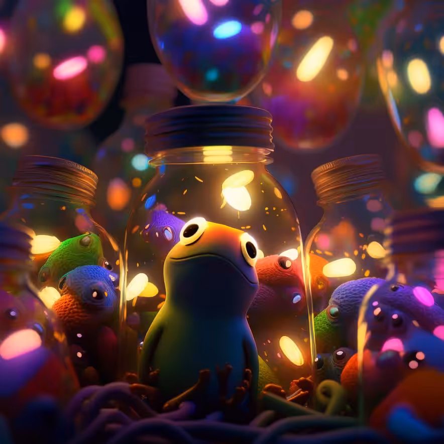 capturing the light of the fake frog