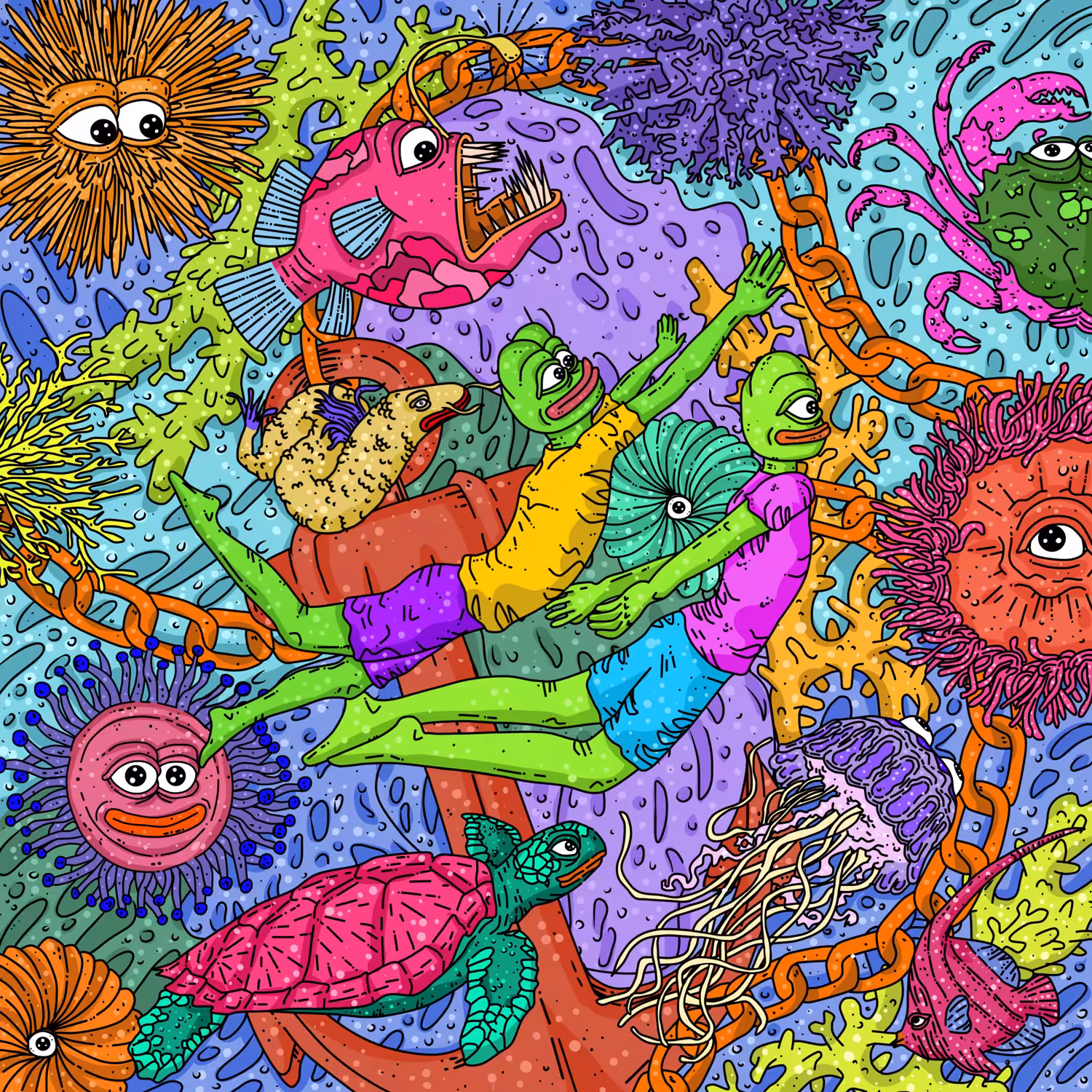 PEPE'S FRIENDS IN THE UNDERWATER WORLD
