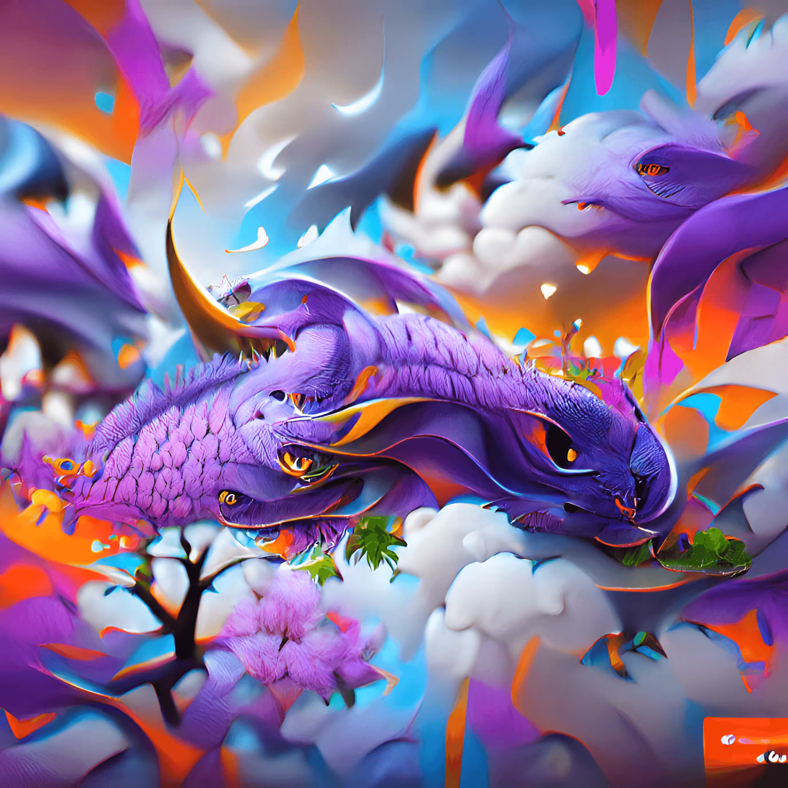 Lavendar Dragon in the Style of Hitofude Ryuu