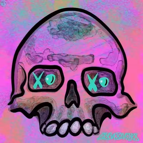 DrainedEye Skull #41: 'Hug and Kiss. What Did I Miss? XoXo'