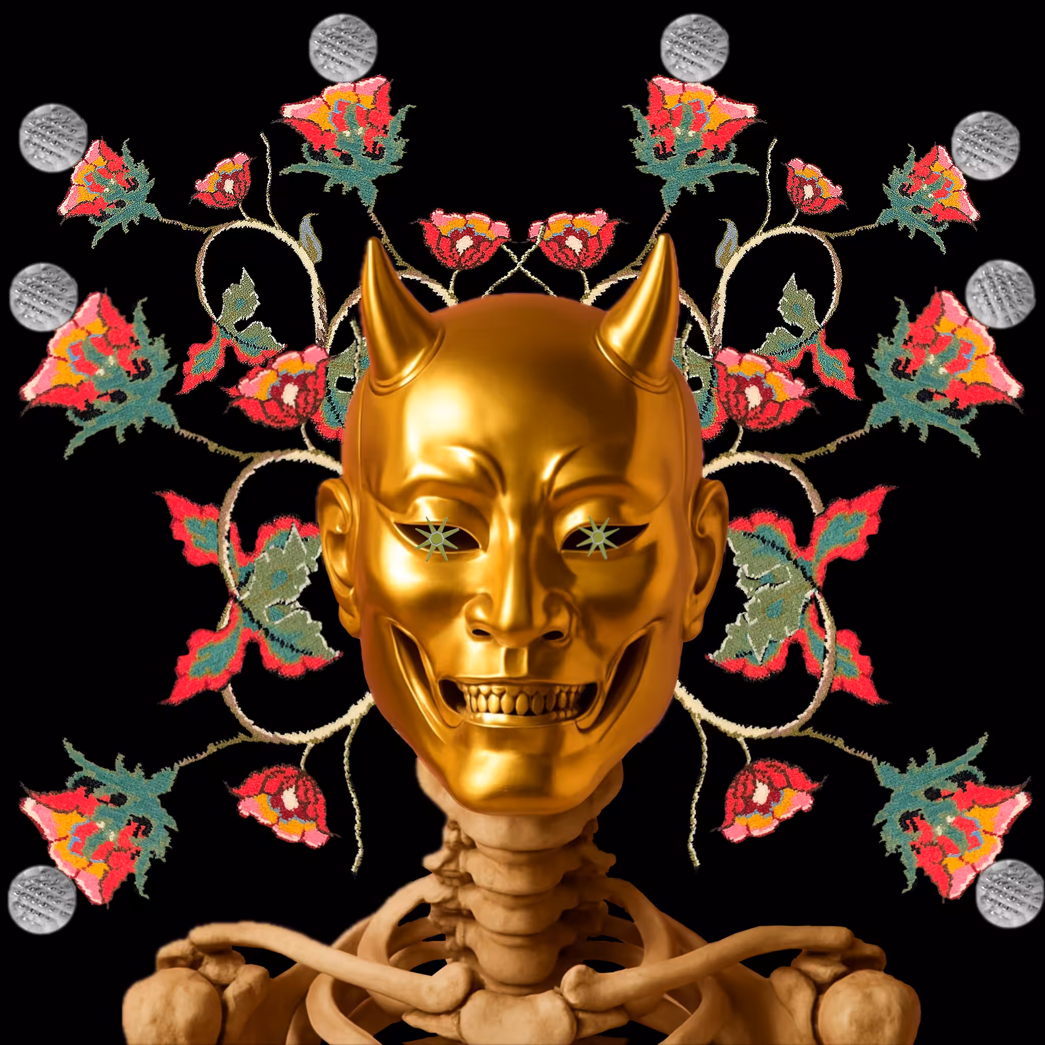 Sun-Eyed Hannya in Blossoms of the Persian Carpet