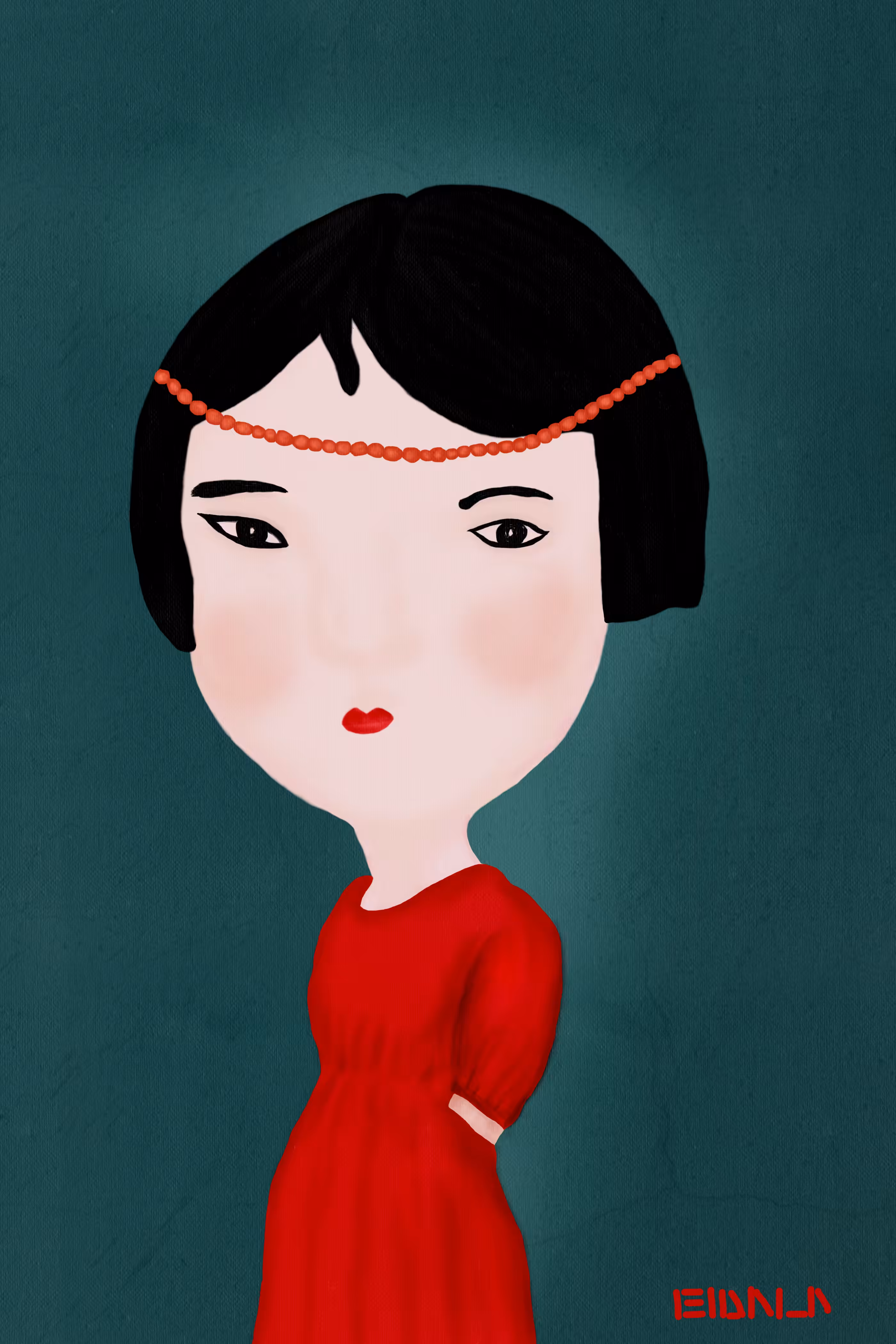 Rabbit girl in the red dress