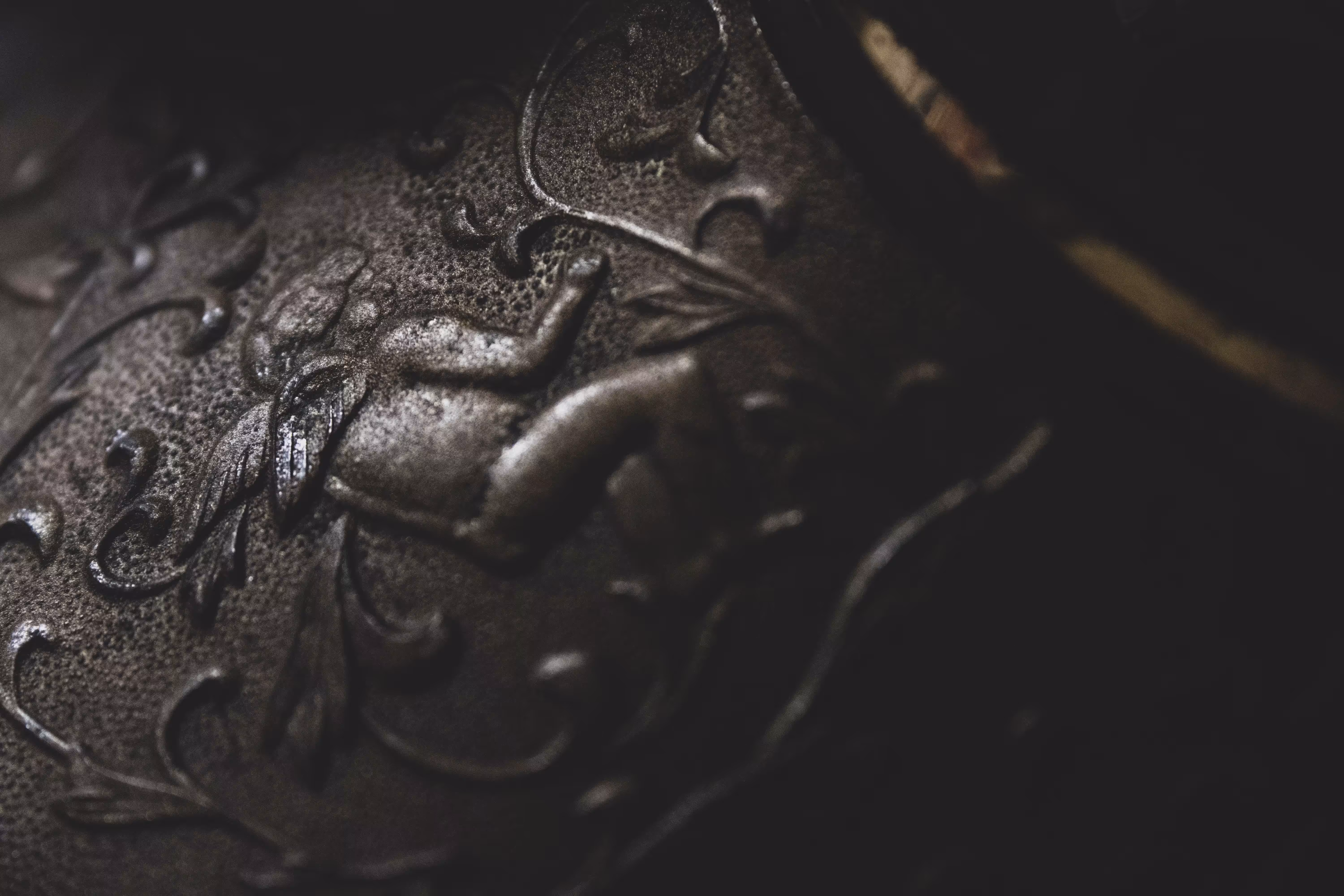 A carved old telephone