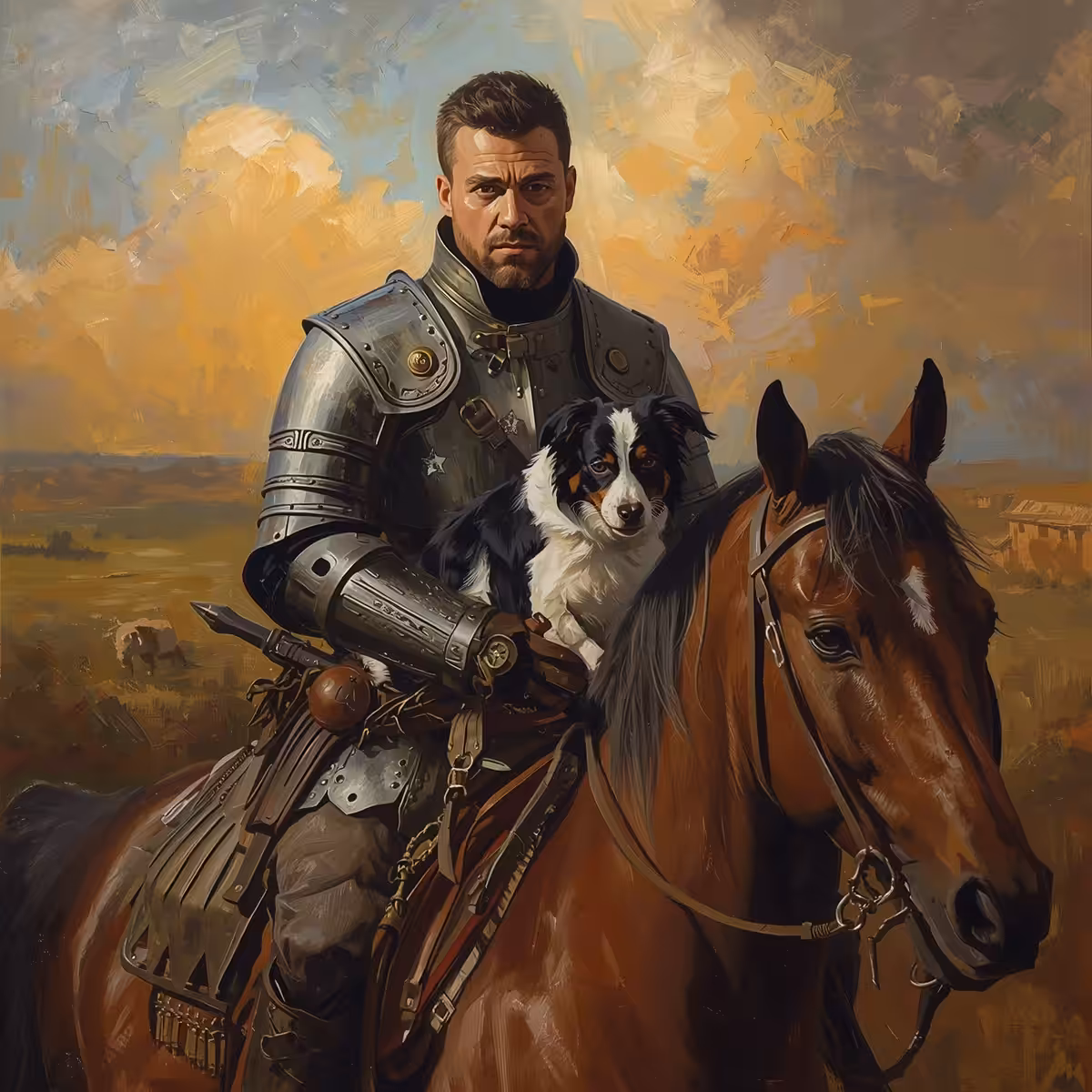 A warrior man with his loyal dog