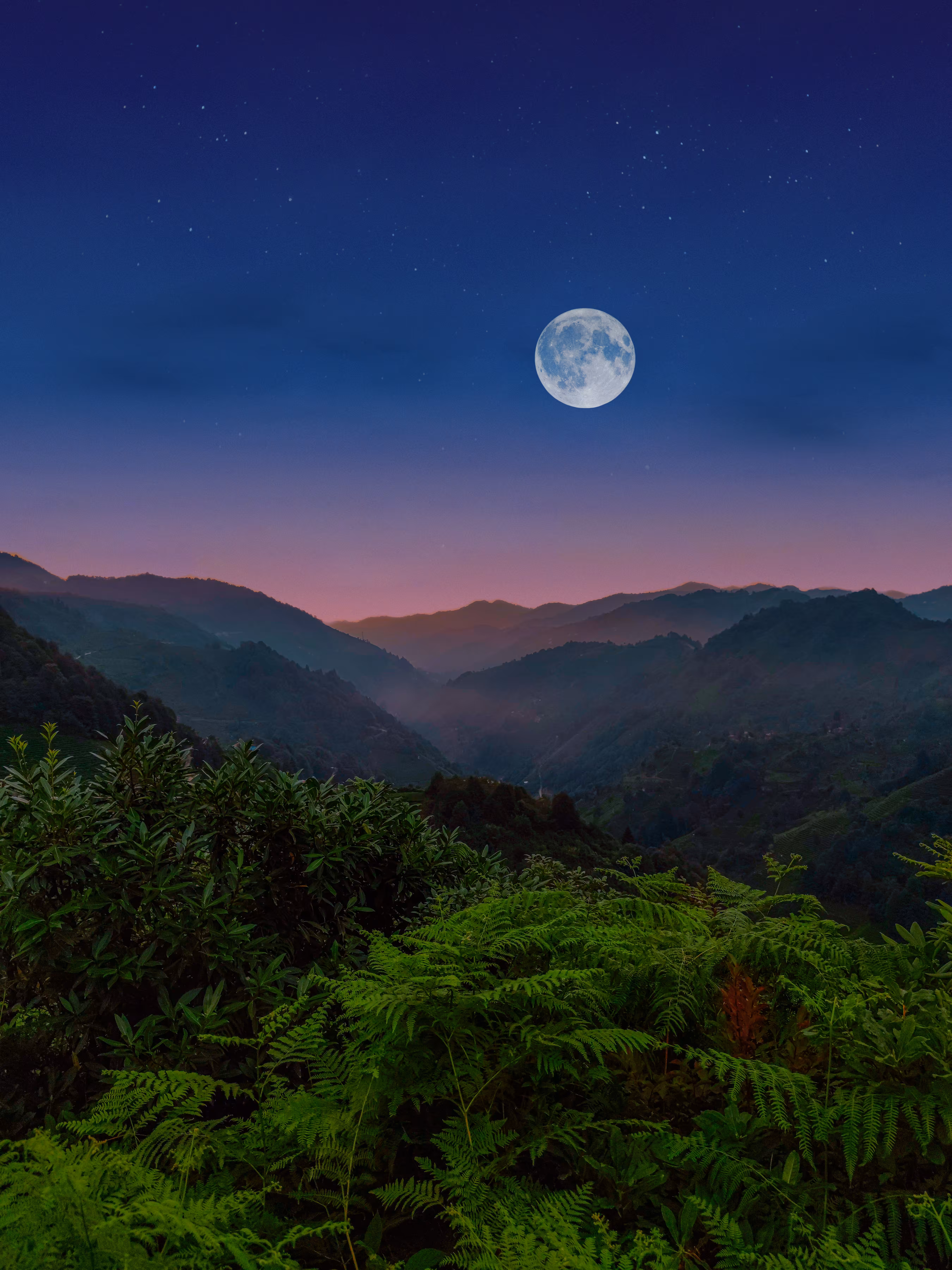 Full Moon over Mountains