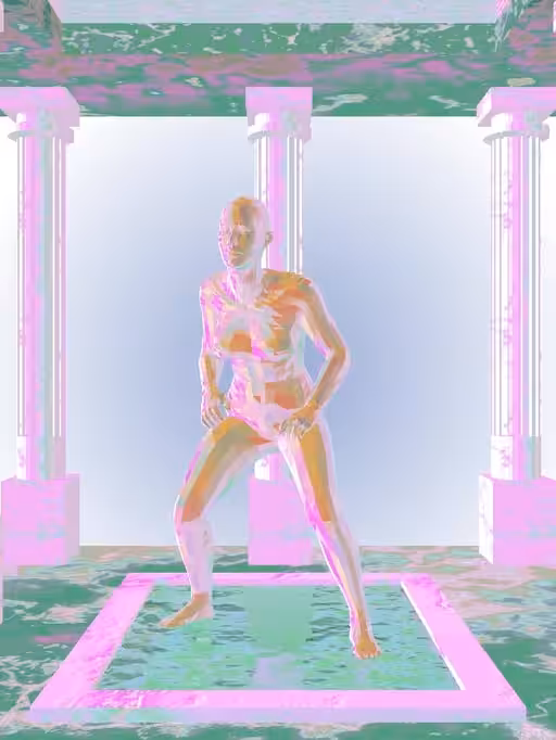 The Fragmented Kicking Luminescent Beige Woman #2693