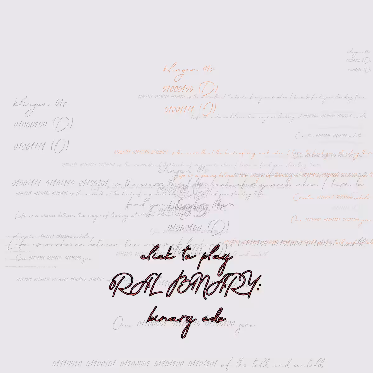 0RAL B1NARY: “BINARY ODE” #271