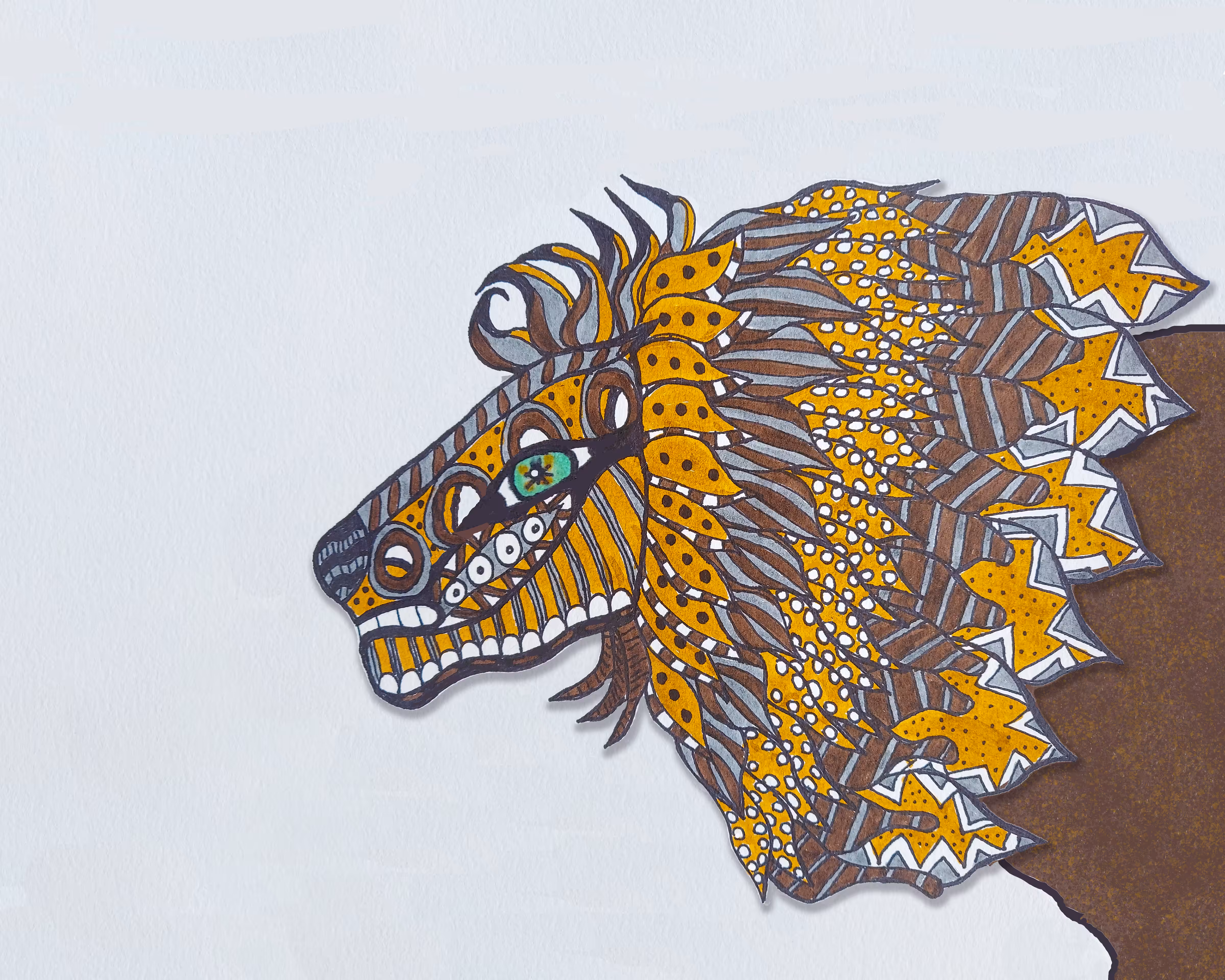 Hand Drawn Animals: Zentangle Lion on the Prowl