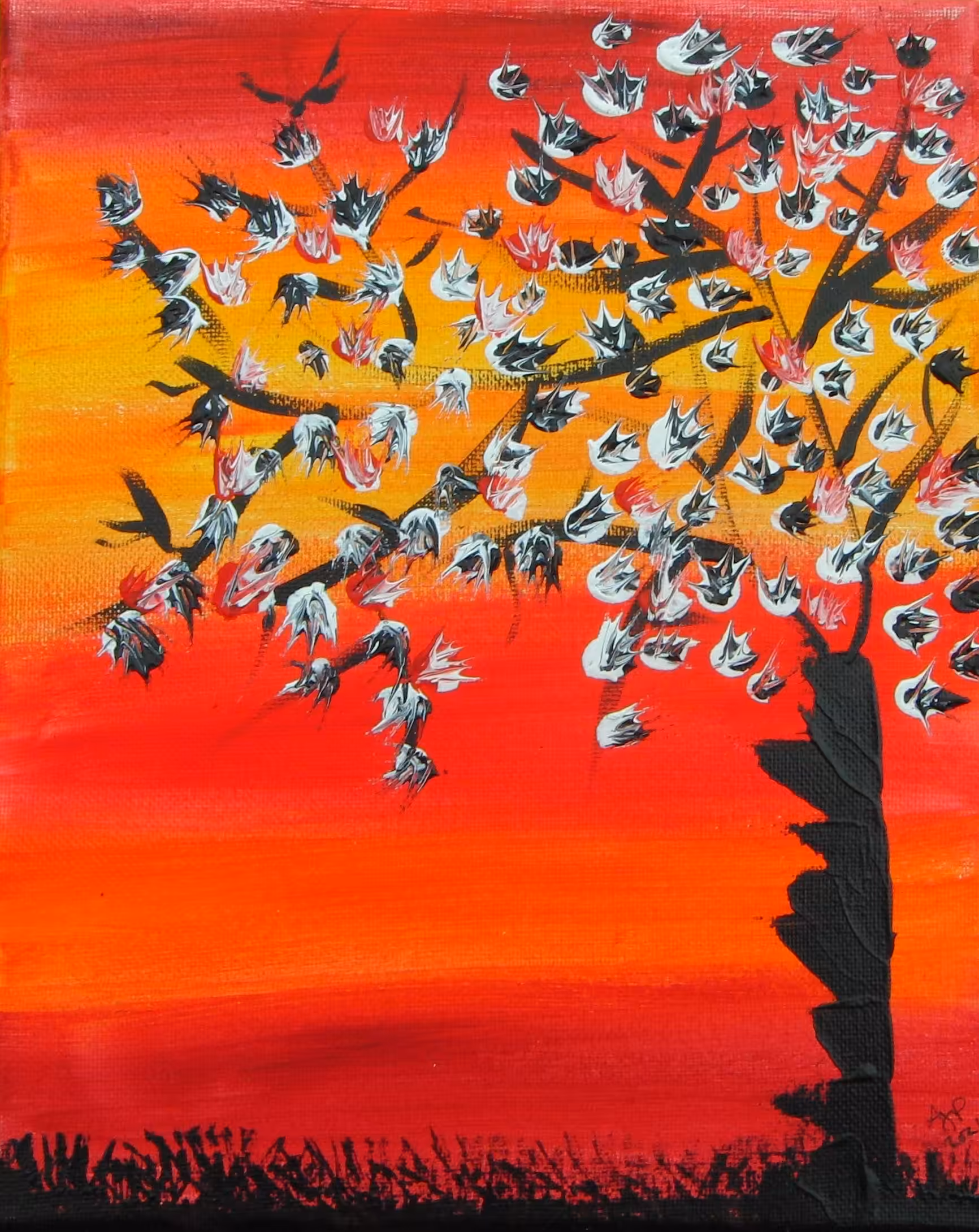 Black and White Japanese Tree