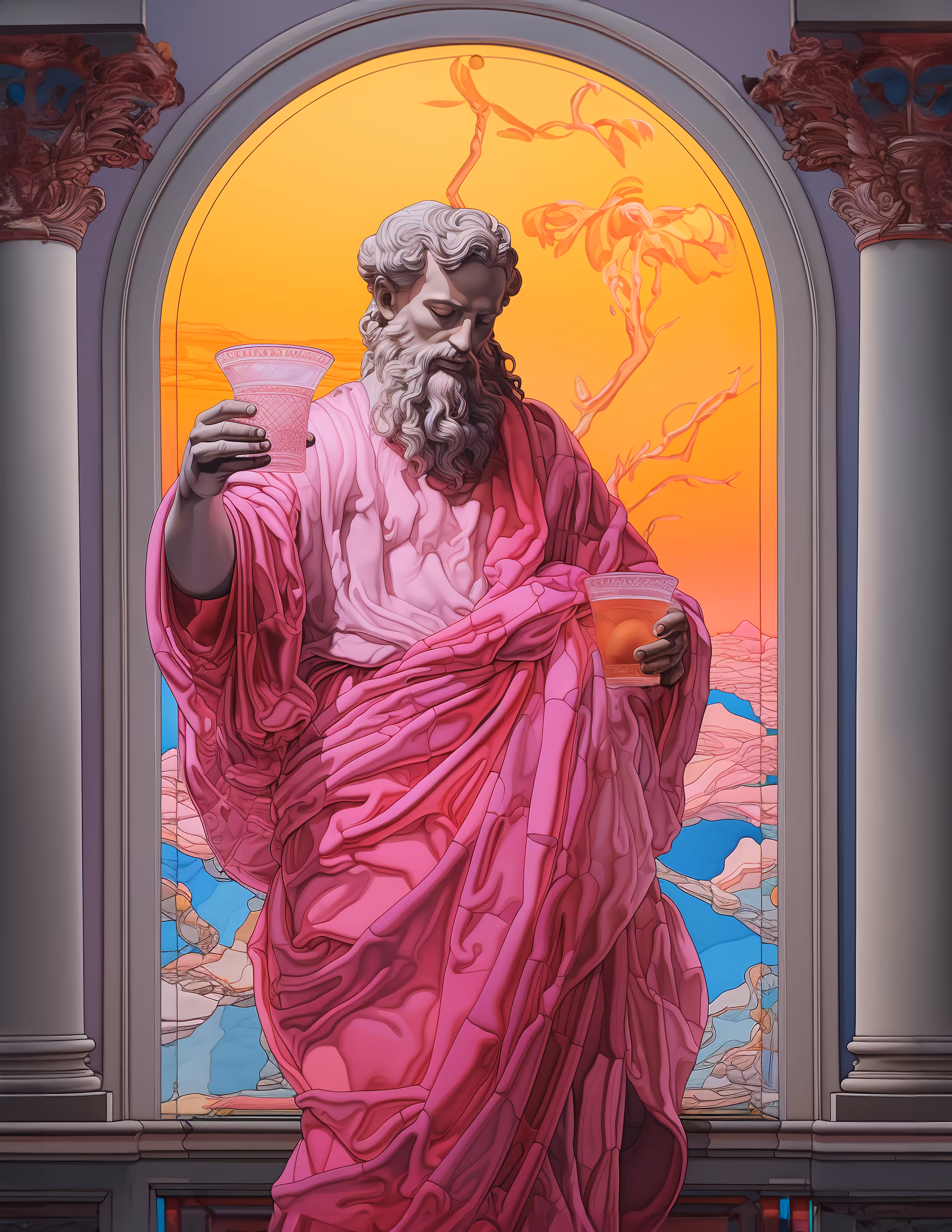 Epicurus with wine