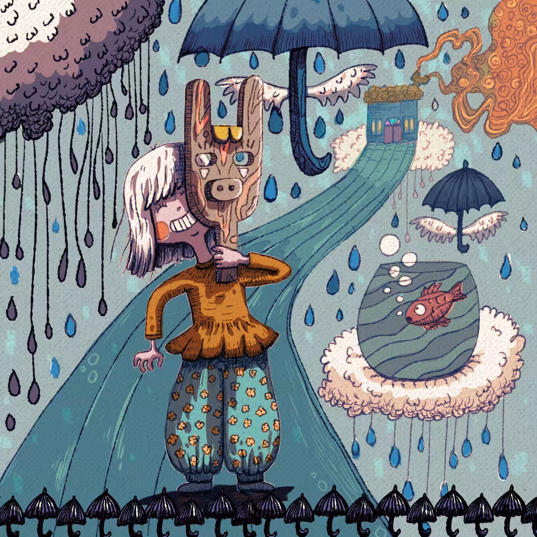 girl and donkey mask