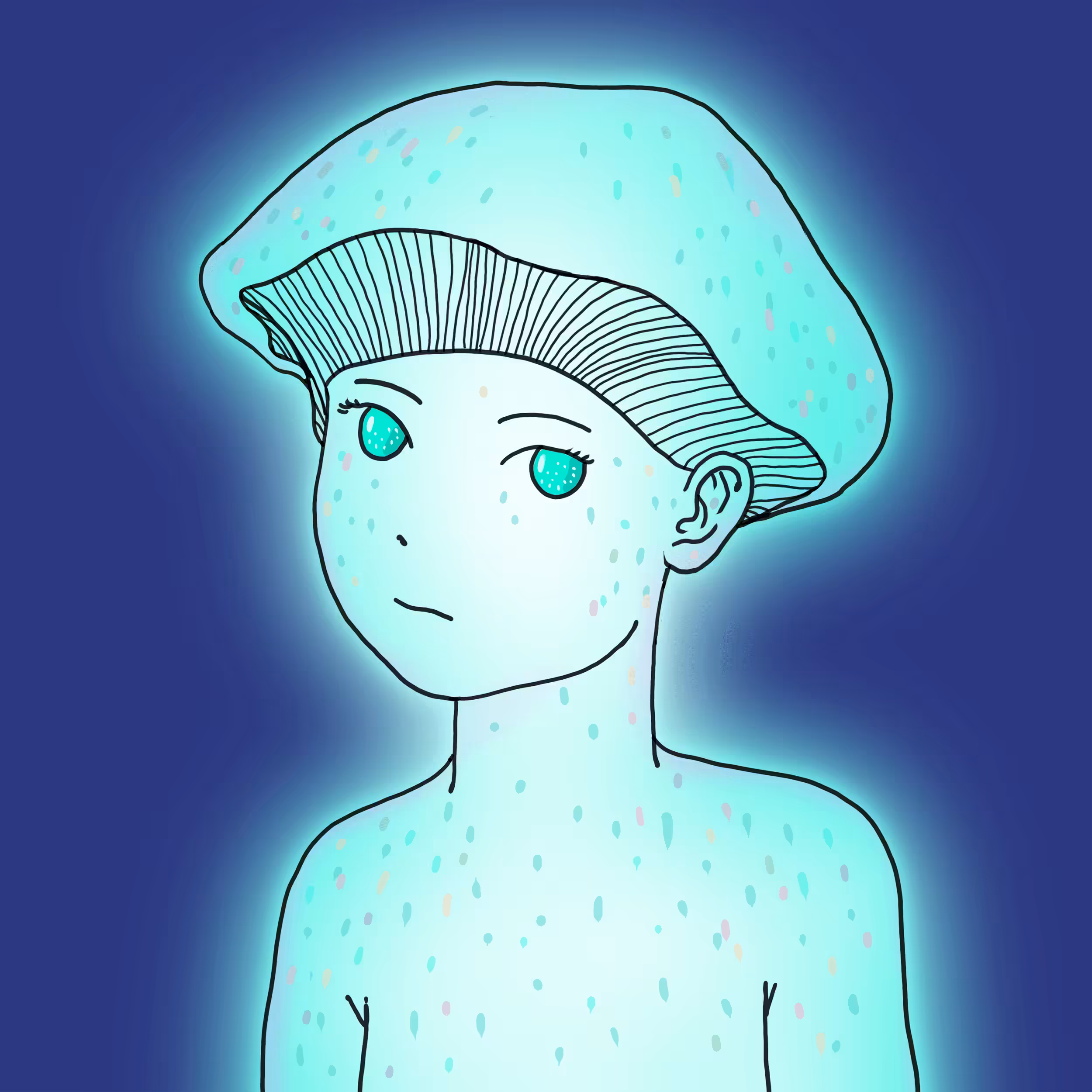 The blue mushroom