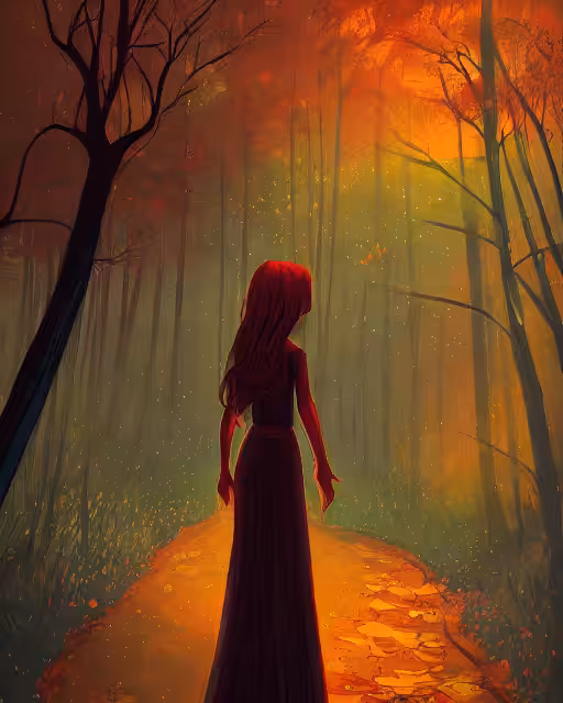 Woman in the magic forest