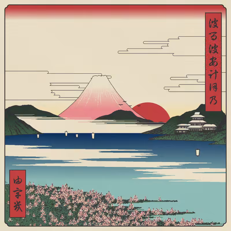 ukiyo-e seascape in bloom #80