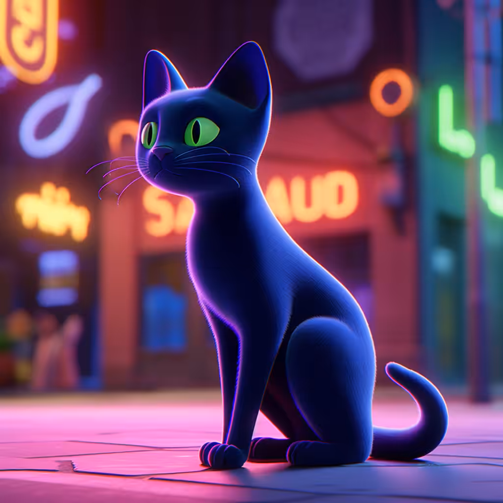 Art: Cat in the night city
