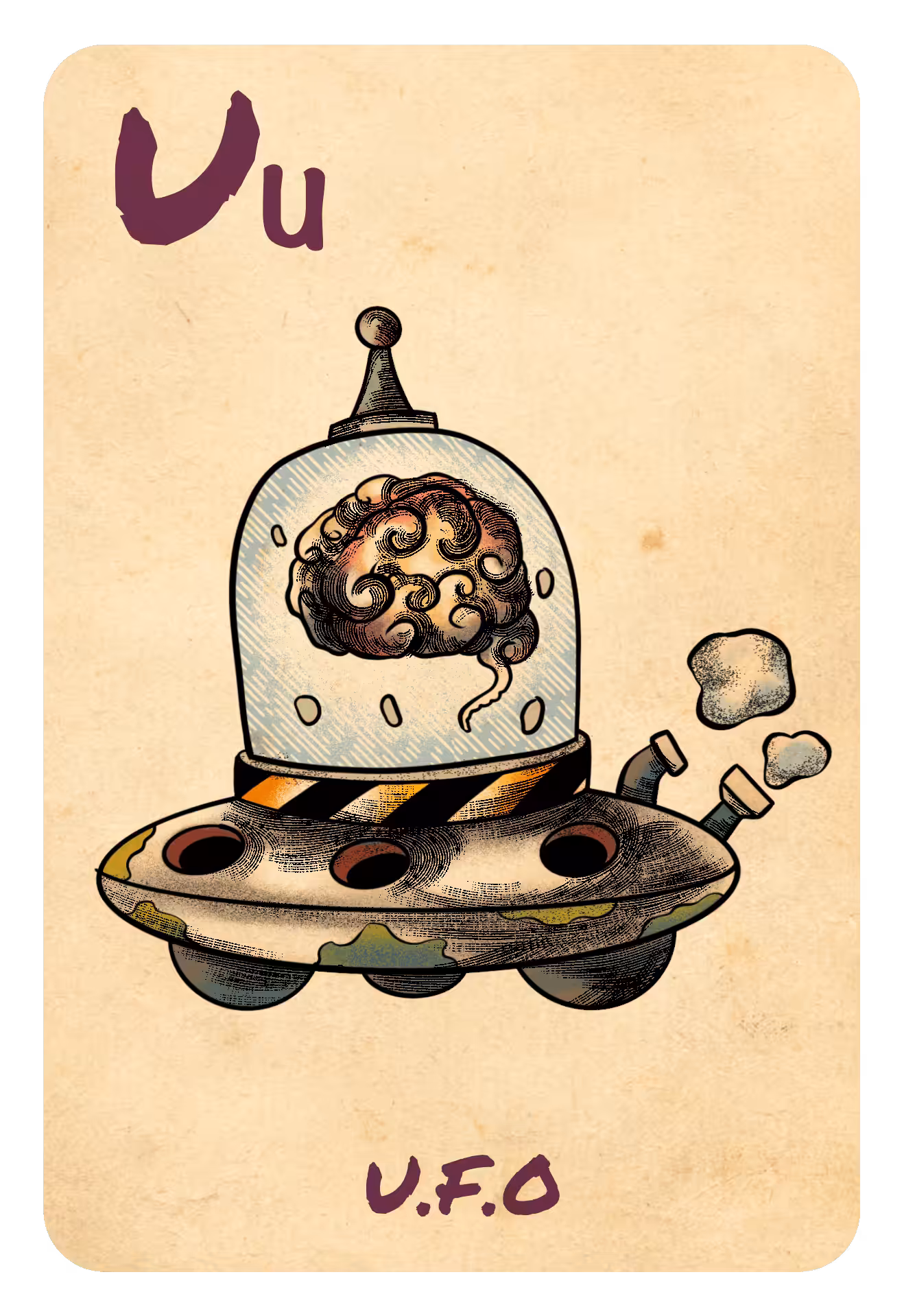 Alphabet Card Letters of SEWER STORY: U UFO