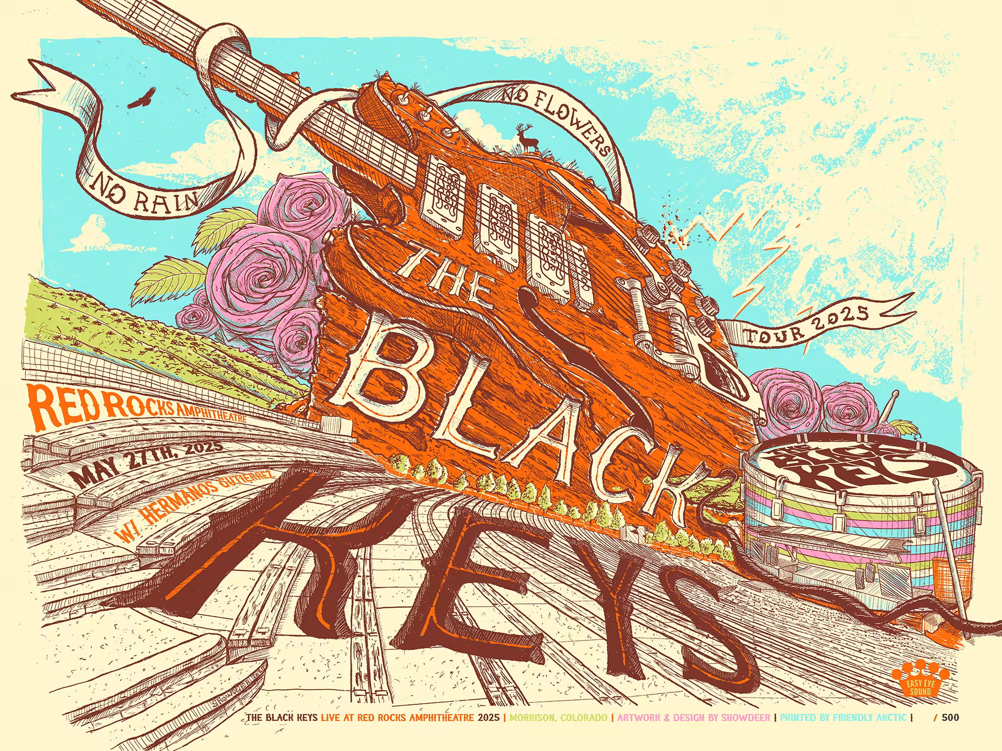 SHOWDEER POSTERS: THE BLACK KEYS - MORRISON, COLORADO @ RED ROCKS AMPHITHEATRE | MAY 27TH, 2025