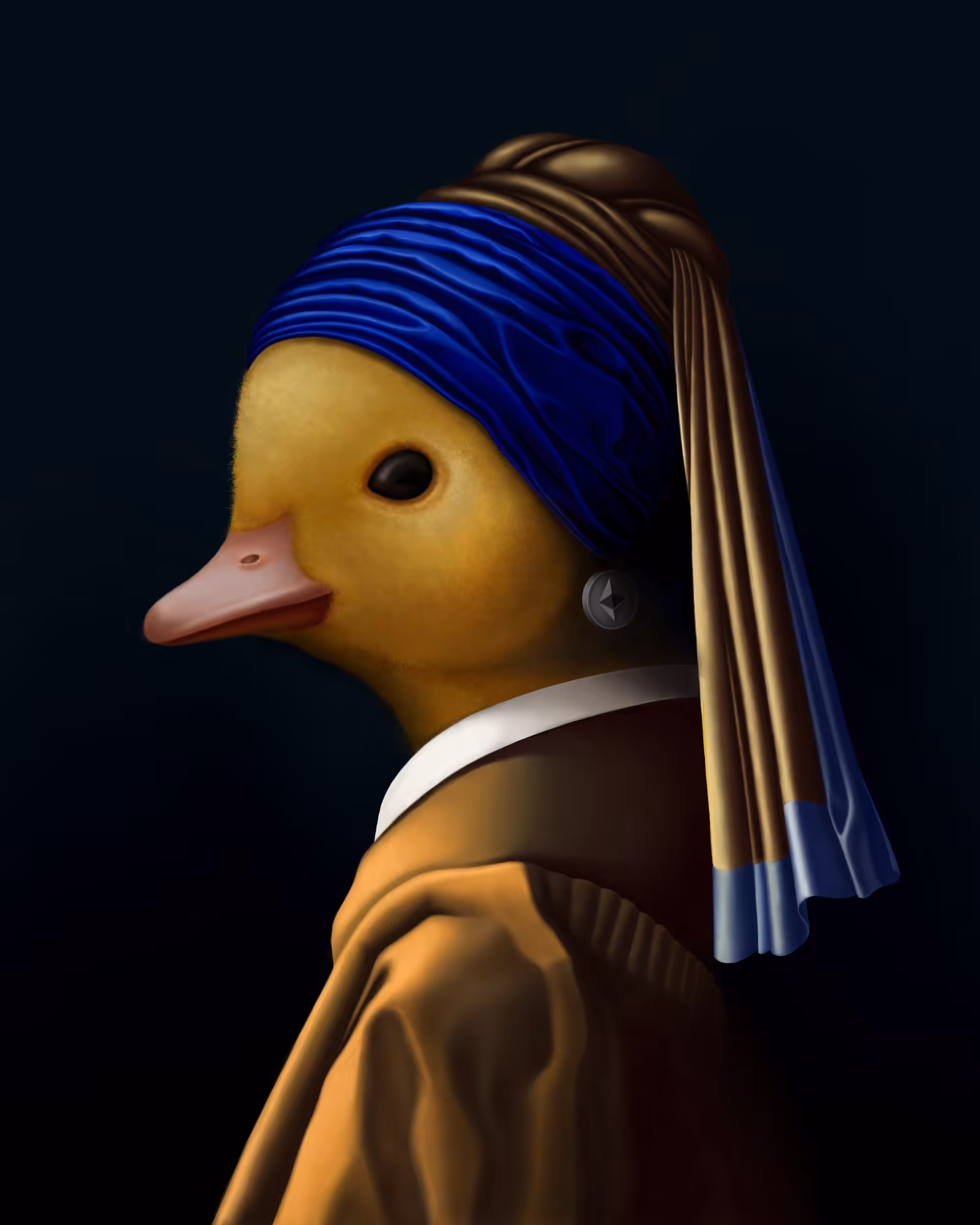 Duckling with an ethereum earring