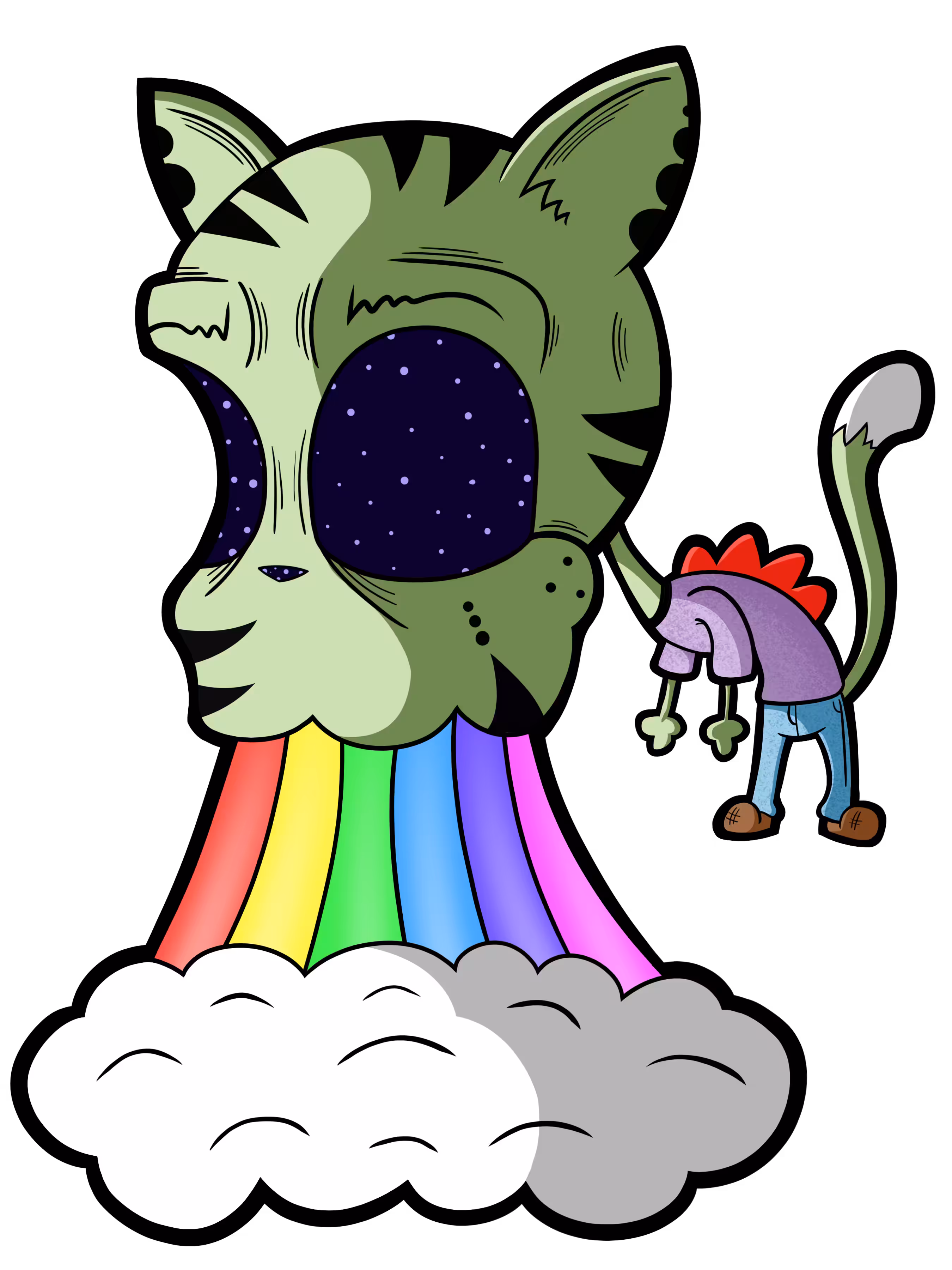 rainbow barf cat