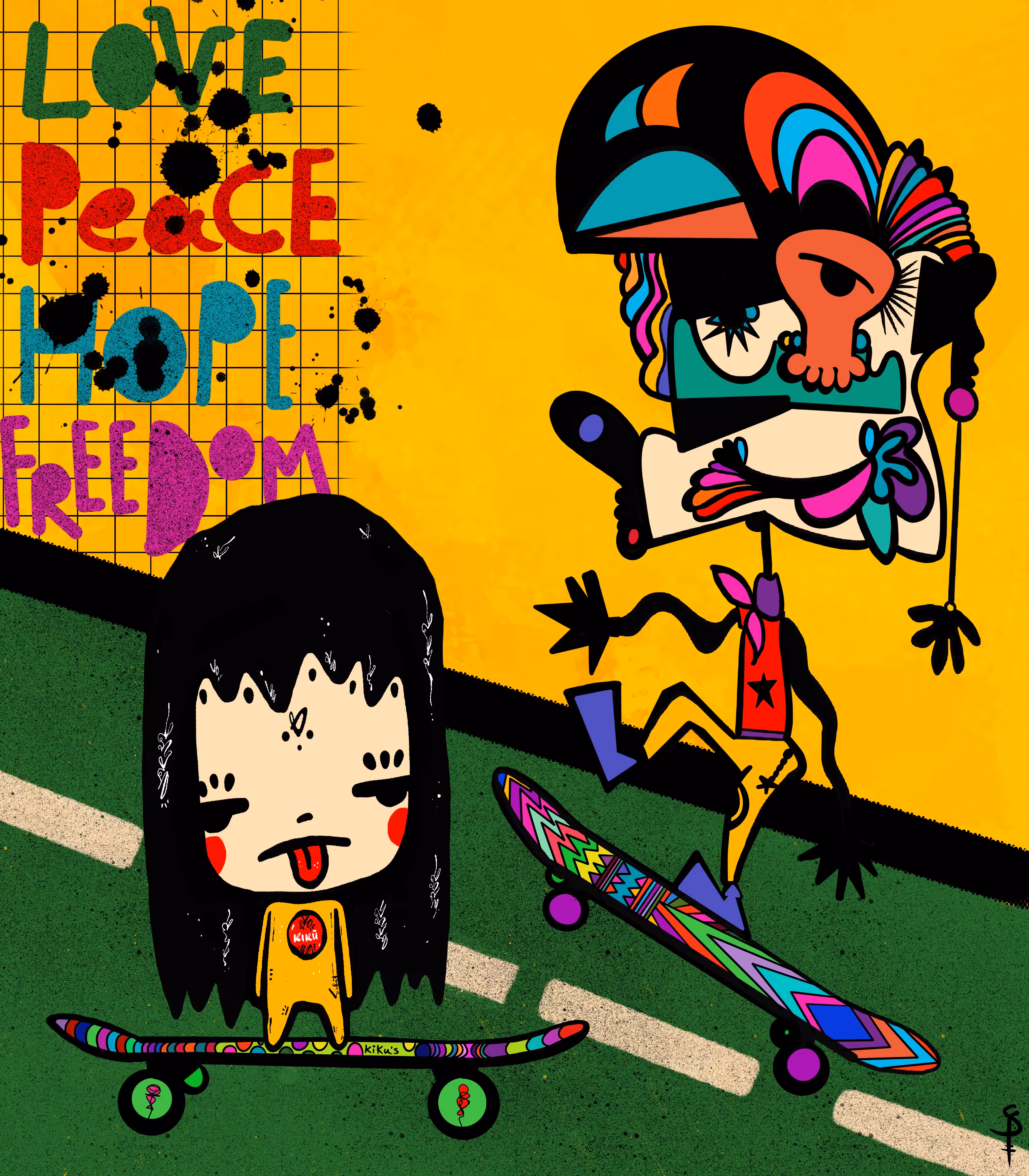 Kiku loves skateboarding  2022 Sepimnft X KIKU’S WORLD by SABET