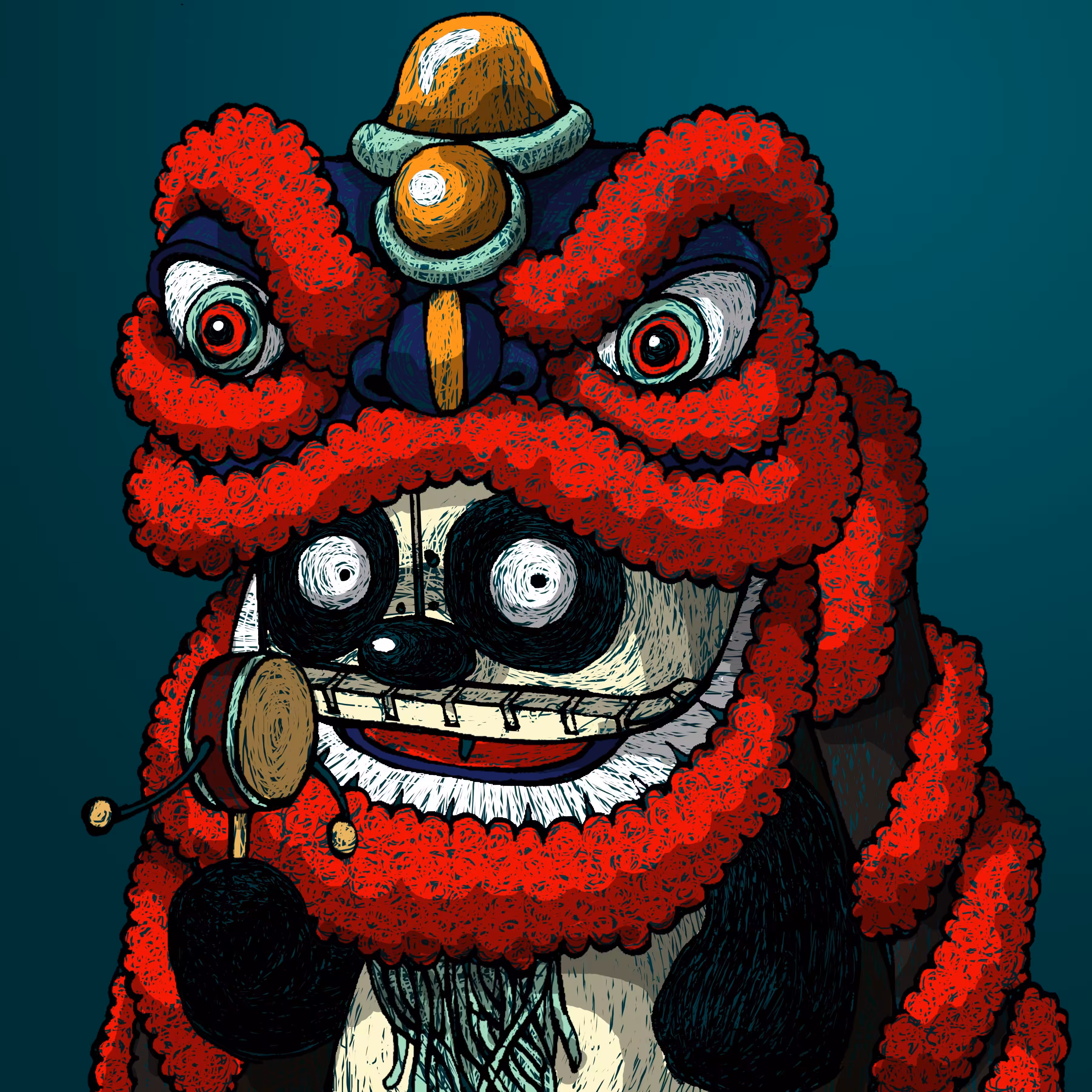 Papado in a lion dance costume