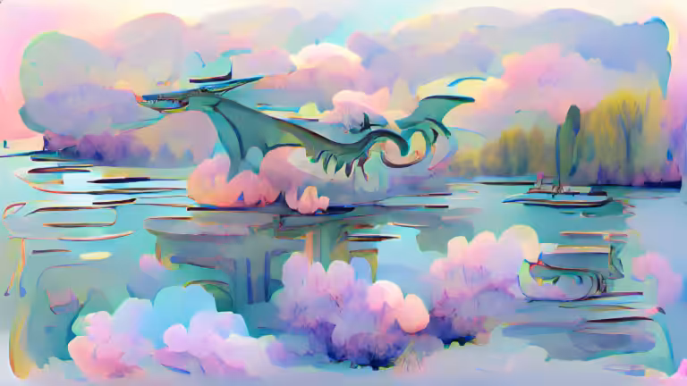 dragon over peaceful lake | pastels (pixray_genesis)