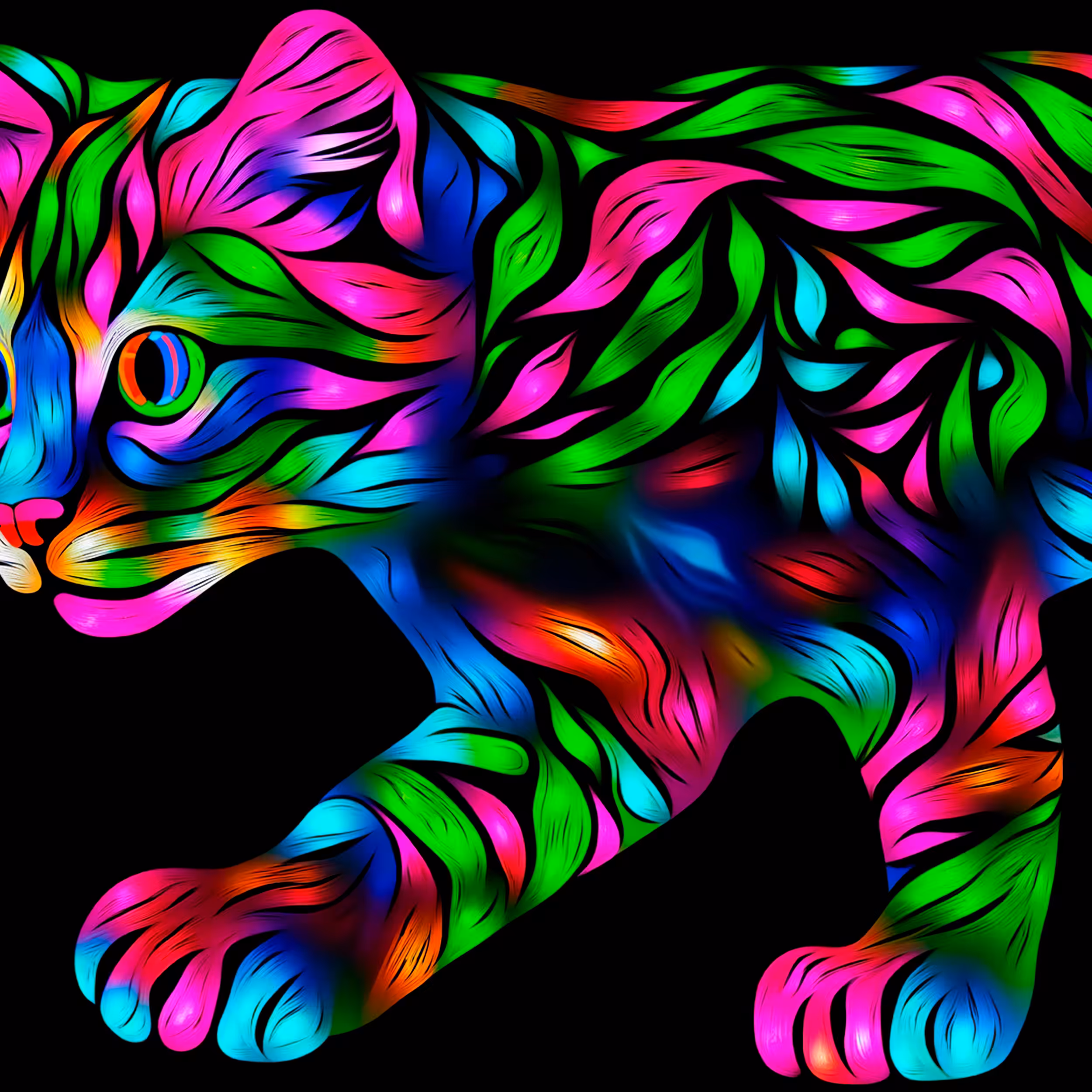 Neon Whiskers: The Luminescent Leap