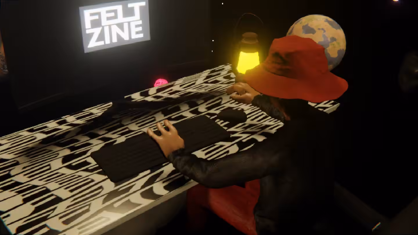 Desktop #250: The Hypebeast in the Eames Chair With a Gas Lamp and a Old School Monitor on a Pattern Table in Space